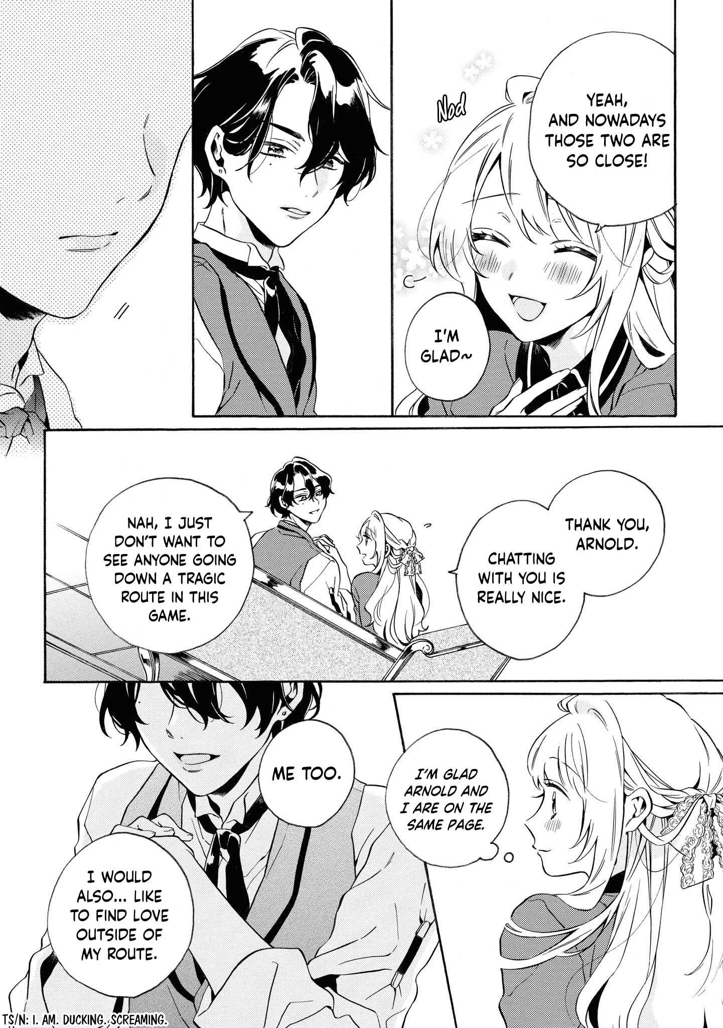 Dekiai Reijou wa Danna-sama kara Nigeraremasen... ♡ Anthology Comic Chapter 3: The Otome Game’s Season Will Begin, but it’s too Difficult for me who’s a Mob - Page 12
