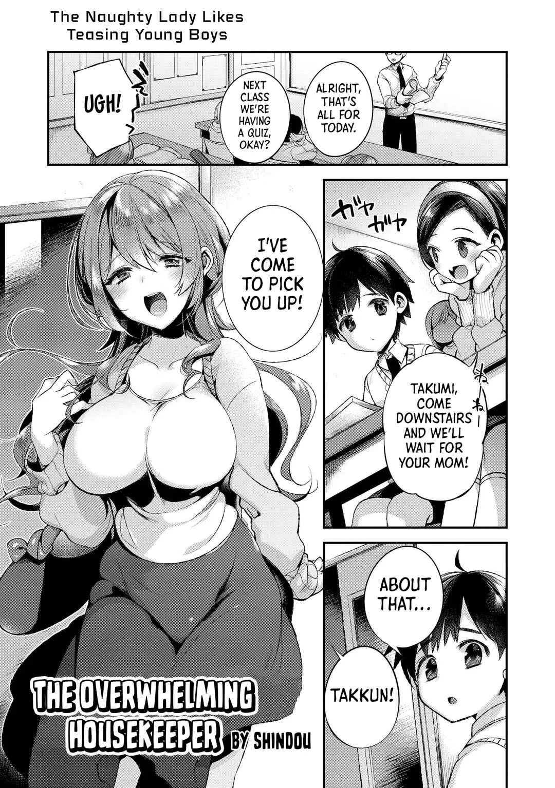Ecchi na Onee-san ga Shounen ni Itazura shichau Oneshota Chapter 1: The Overwhelming Housekeeper - Page 1