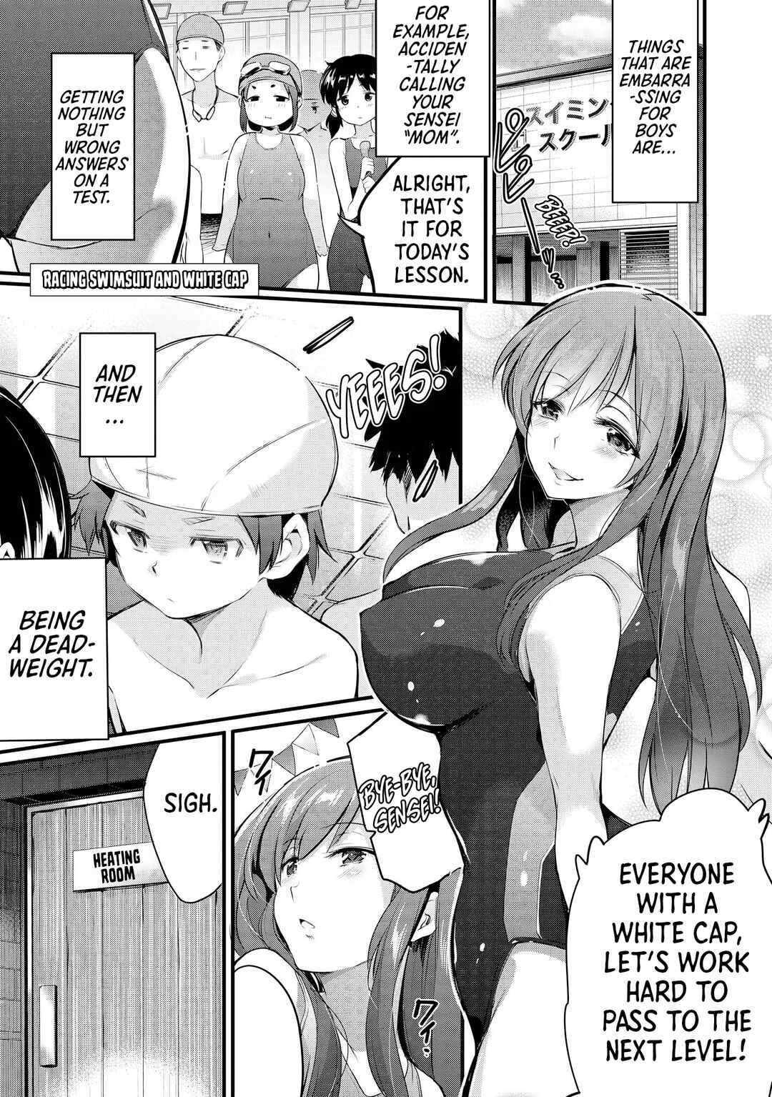 Ecchi na Onee-san ga Shounen ni Itazura shichau Oneshota Chapter 2: Racing Swimsuit and White Cap - Page 1