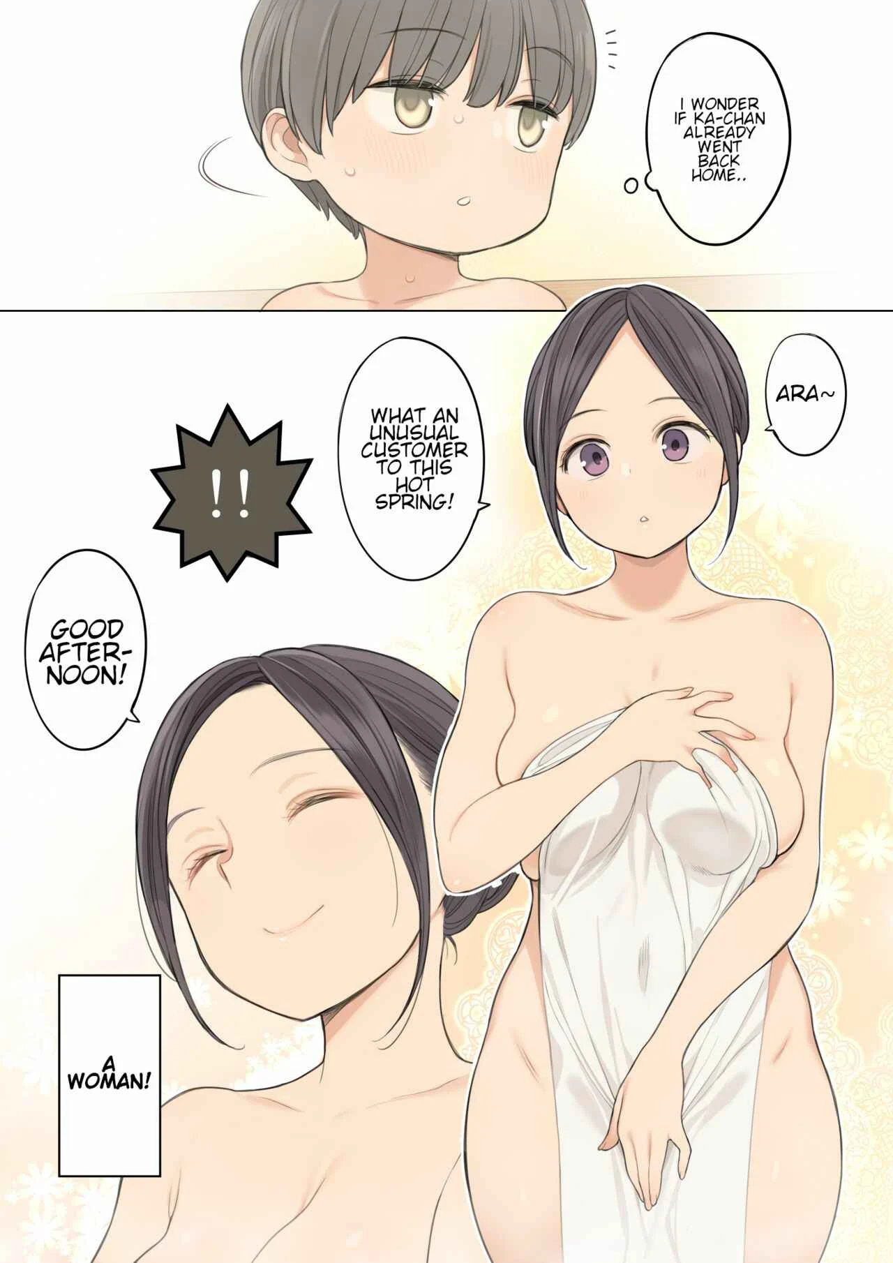 Konyoku Onsen de Toshiue no Onee-san ni Ippai Shasei Sasete Morau Hanashi Chapter 1: Oneshot - Page 3