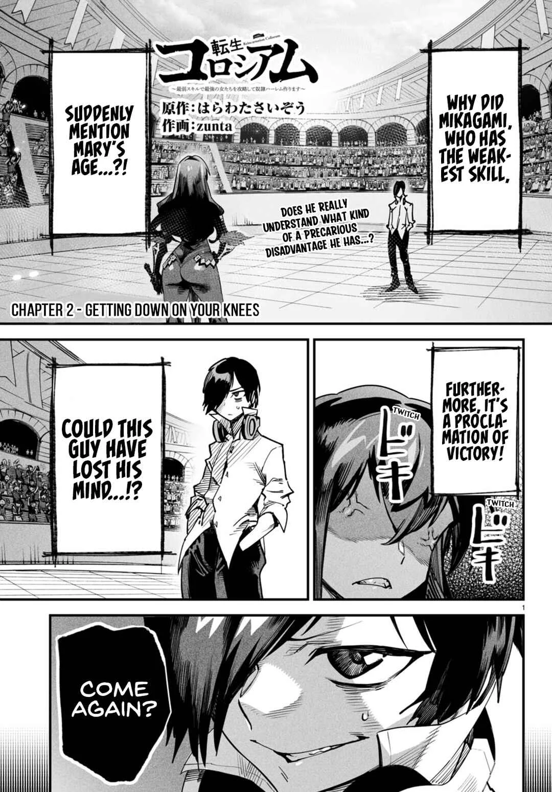 Tensei Coliseum: Saijaku Skill de Saikyou no Onna-tachi o Koryaku Shite Dorei Harem Tsukurimasu Chapter 2: Getting Down On Your Knees - Page 2