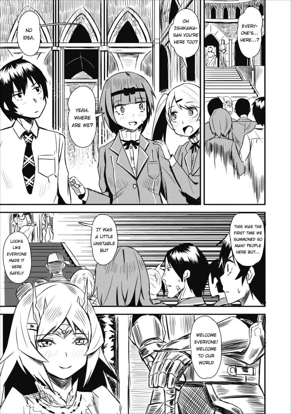 Class-goto Shuudan Teni Shimashita ga, ichiban Tsuyoi Ore wa Saijaku no Shounin ni Gisouchuu Chapter 1 - Page 35
