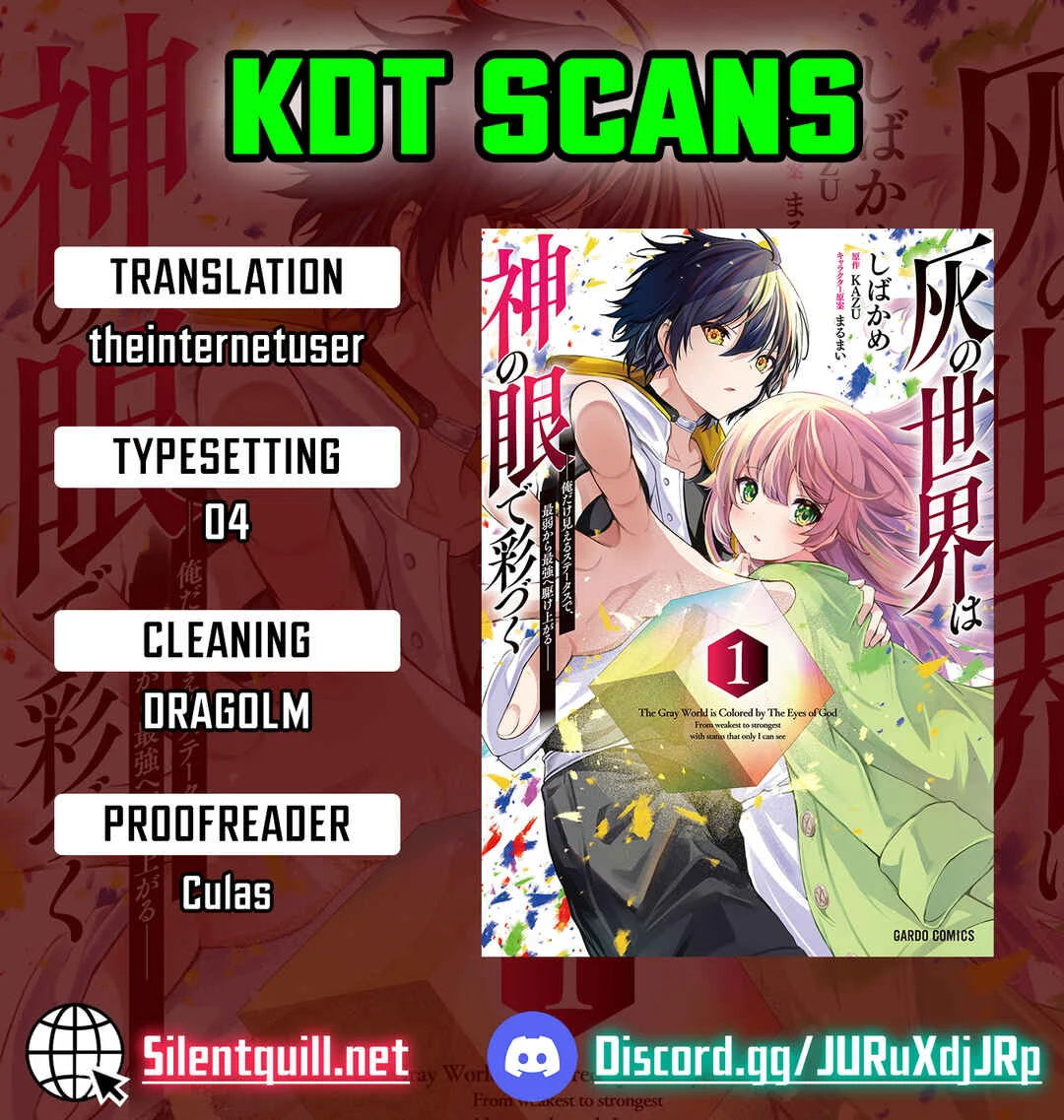 Hai no Sekai wa Kami no Me de Irozuku ~Ore dake Mieru Status de, Saijaku kara Saikyou e Kageagaru~ Chapter 1 - Page 1