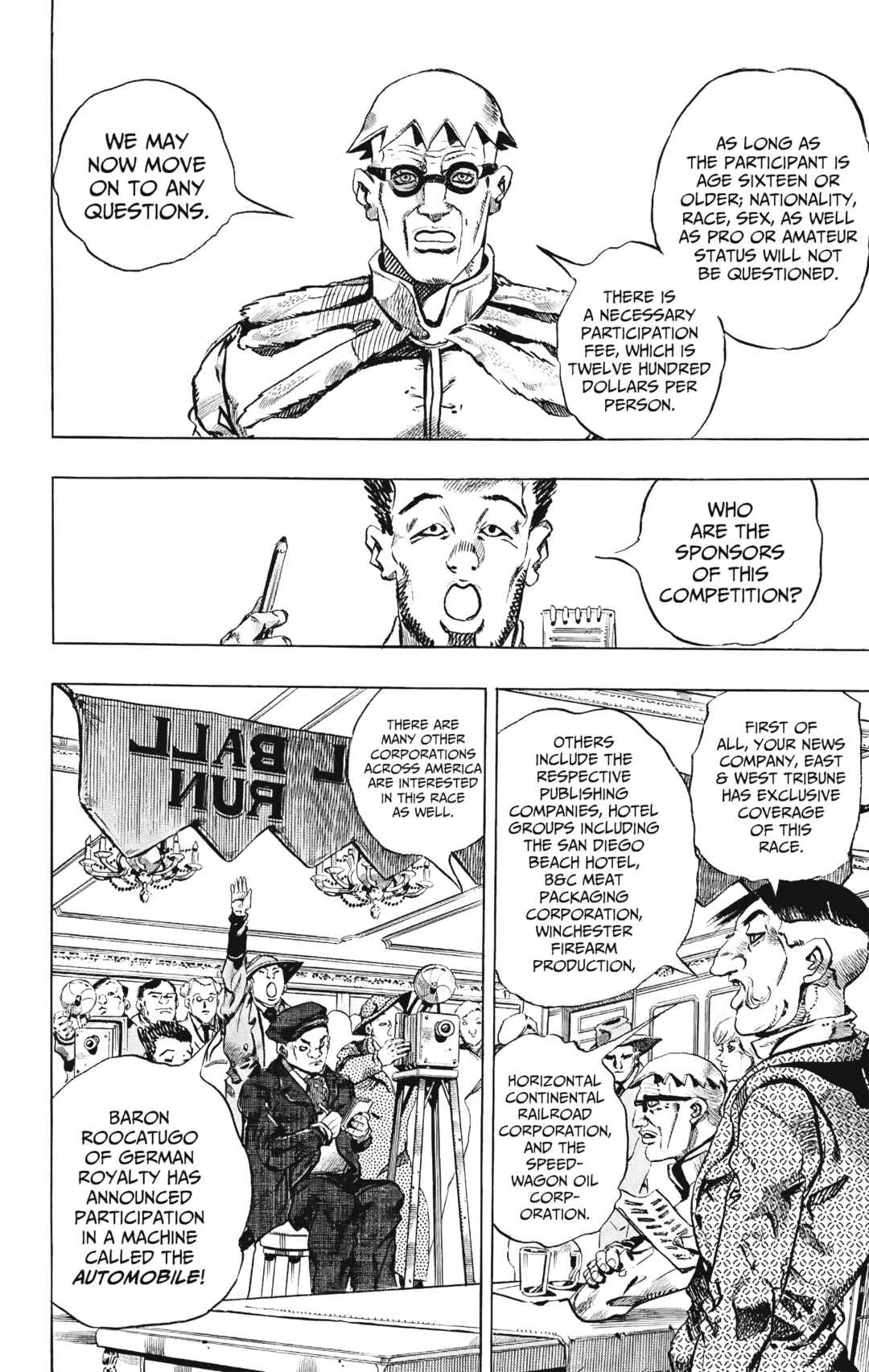 JoJo no Kimyou na Bouken: Part 7 - Steel Ball Run Chapter 1: The "Steel Ball Run" Press Conference - Page 34