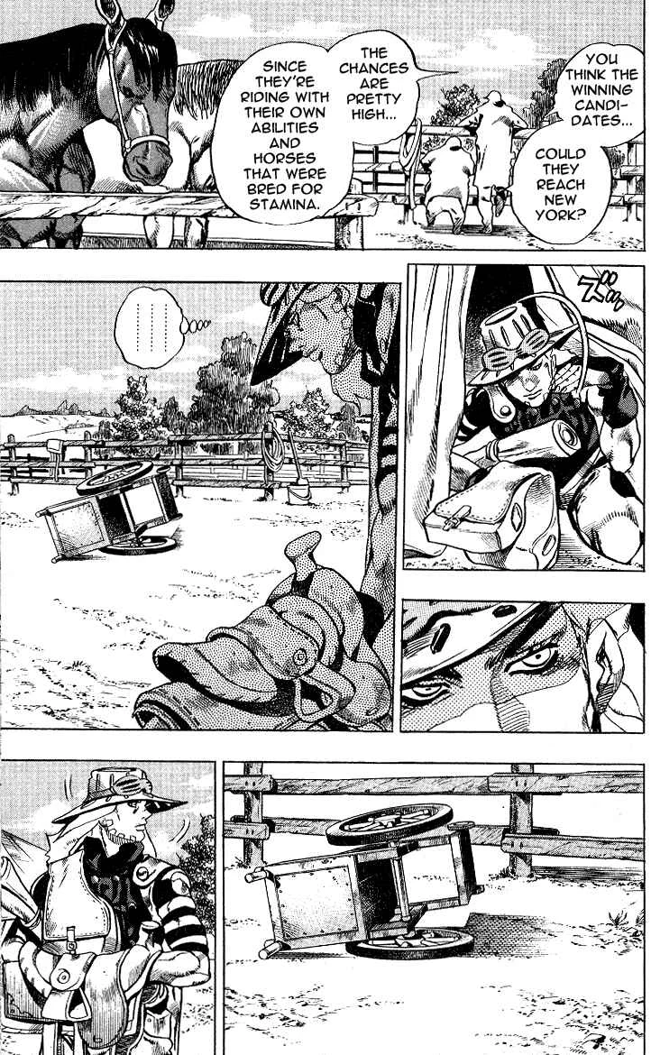 JoJo no Kimyou na Bouken: Part 7 - Steel Ball Run Chapter 4: September 25 1890 - 3 Hours to Start - Page 4