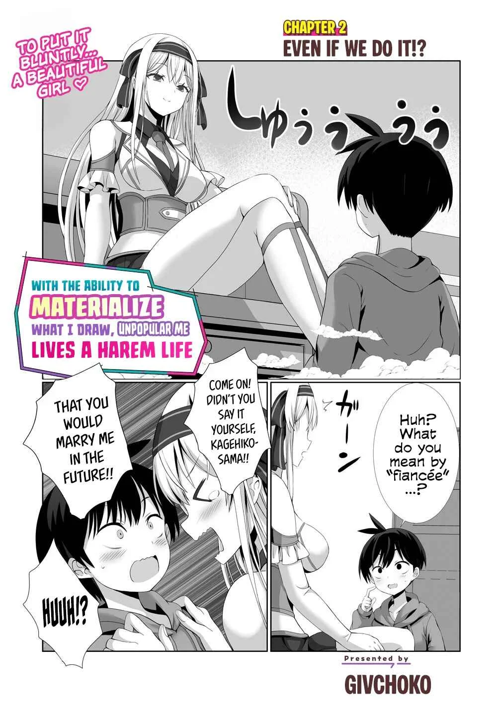 Kaita Mono o Jittaika Suru Nouryoku de Motenai Ore ga Harem Seikatsu Chapter 2: Even If We Do It!? - Page 2