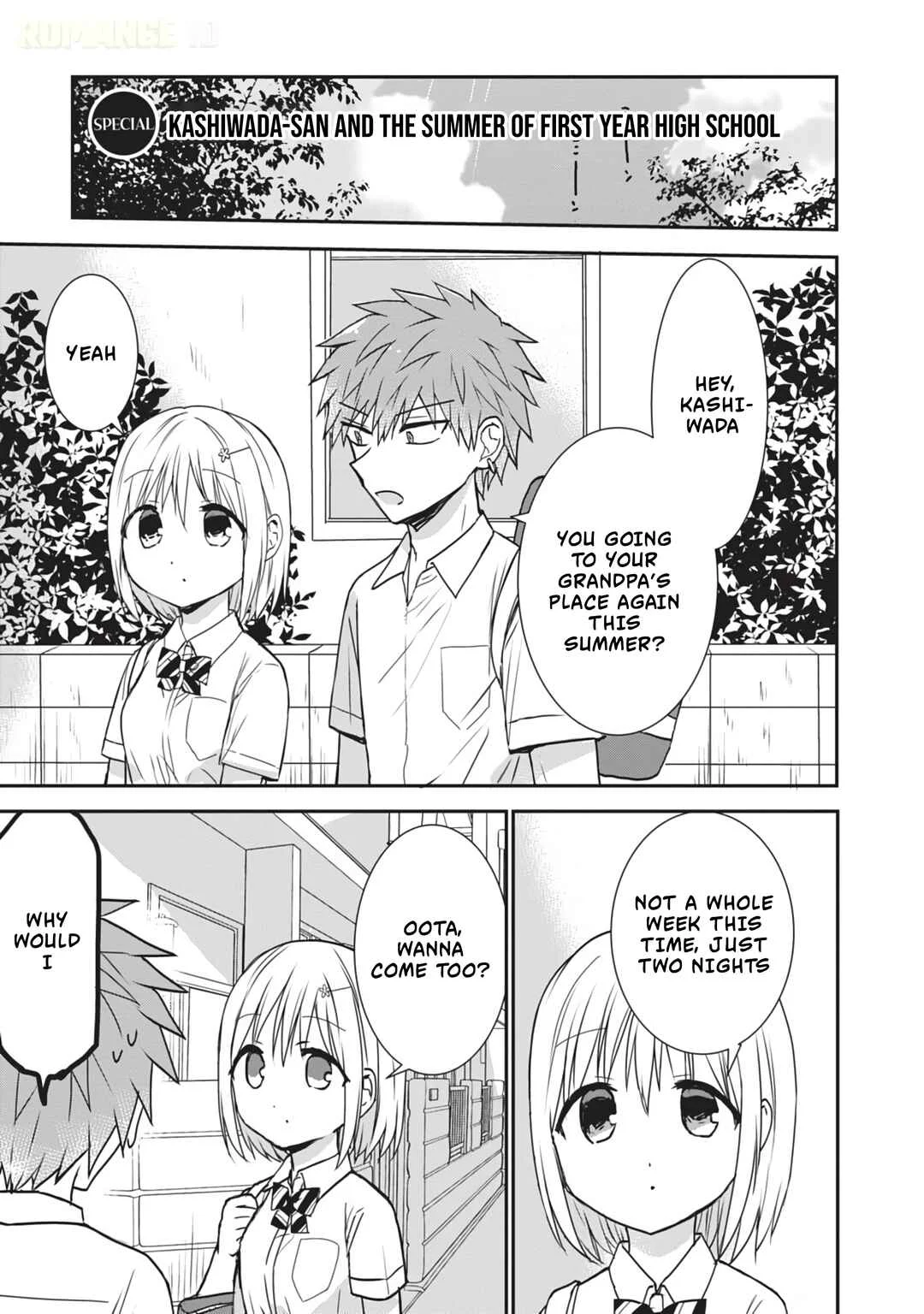 Kao ni Denai Kashiwada-san to Kao ni Deru Oota-kun + Chapter 11.5: Kashiwada-san and The Summer of First Year High School - Page 1