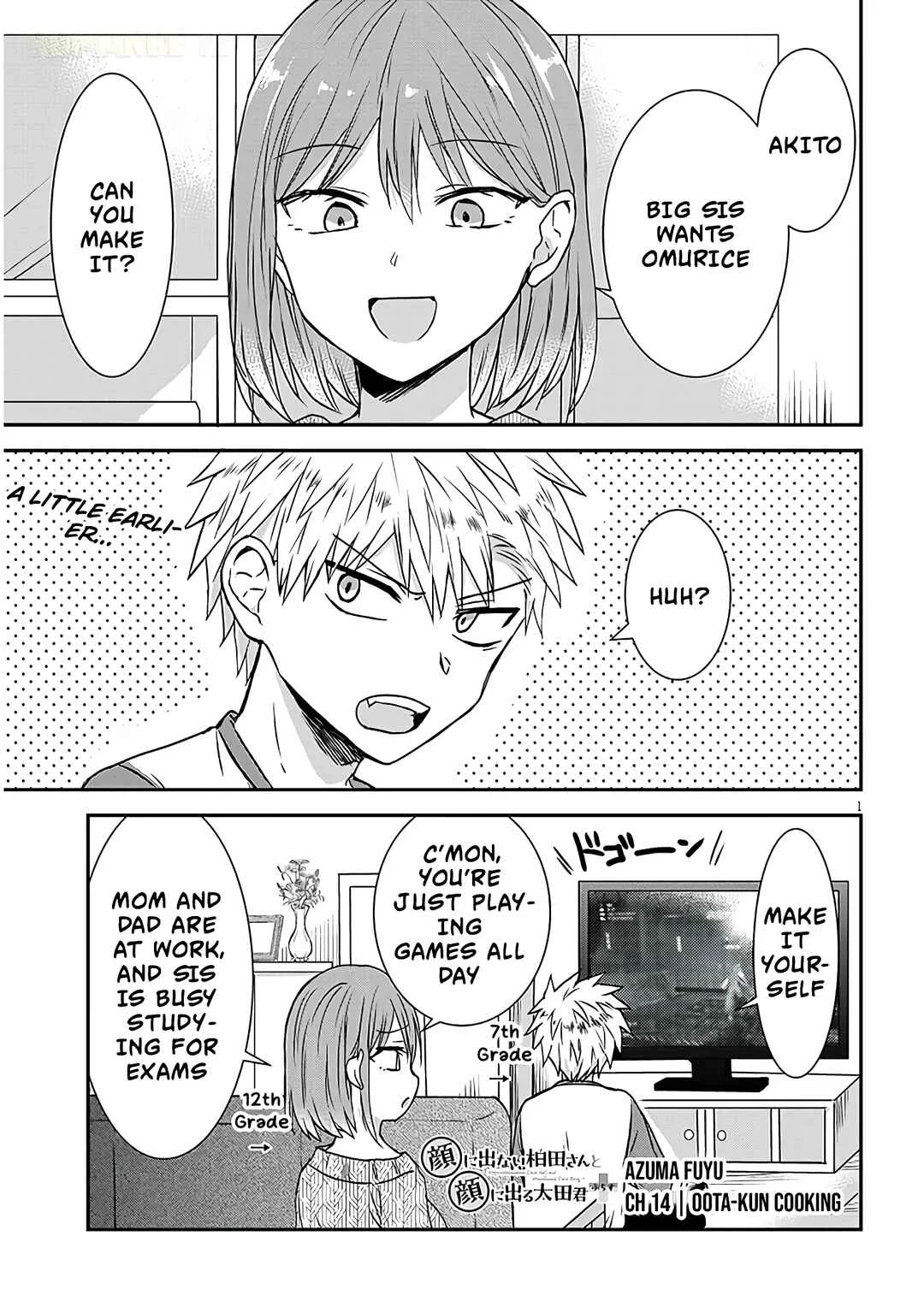 Kao ni Denai Kashiwada-san to Kao ni Deru Oota-kun + Chapter 14: Oota-kun Cooking - Page 1