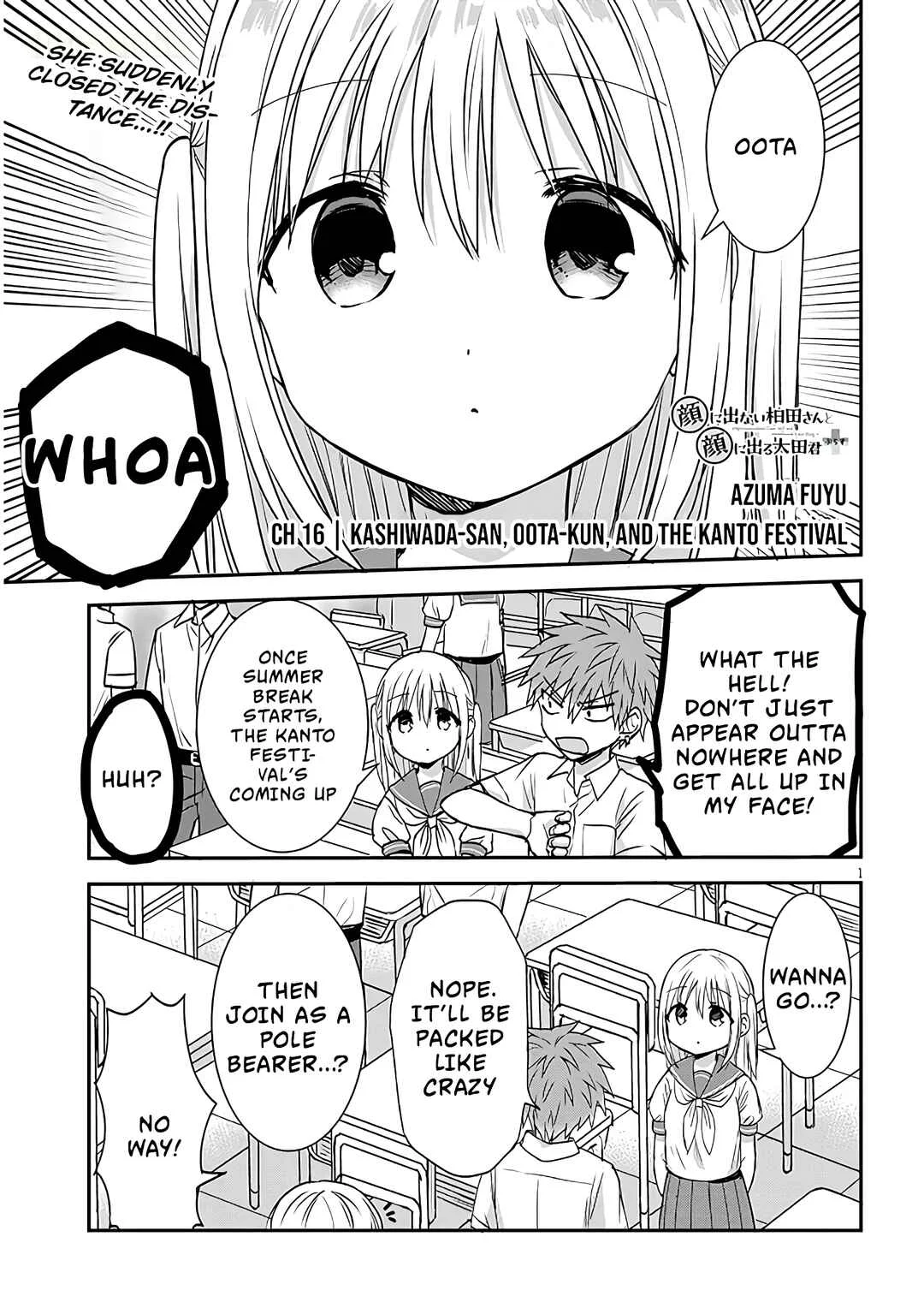 Kao ni Denai Kashiwada-san to Kao ni Deru Oota-kun + Chapter 16: Kashiwada-san, Oota-kun, and The Kanto Festival - Page 1