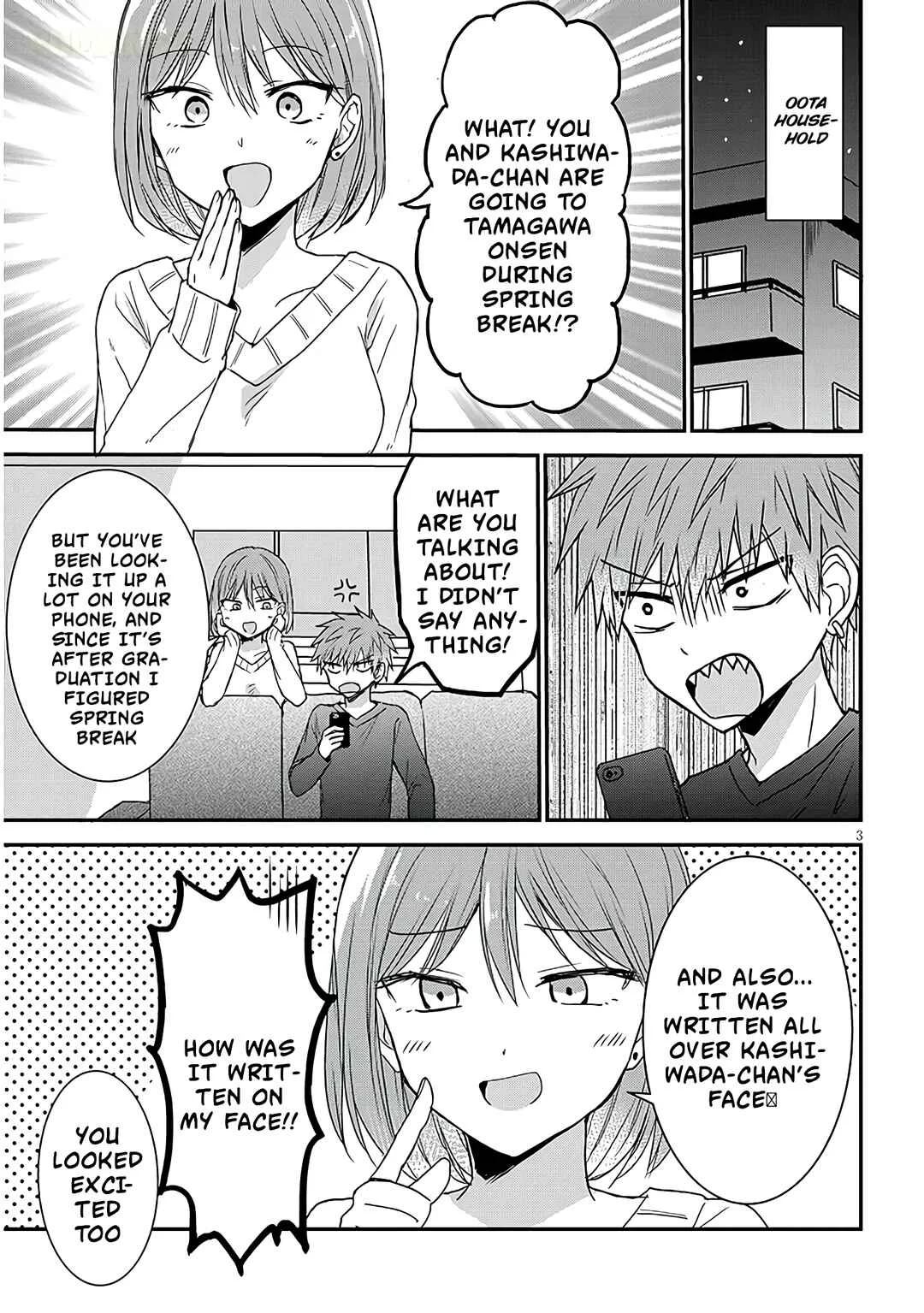 Kao ni Denai Kashiwada-san to Kao ni Deru Oota-kun + Chapter 22: Kashiwada-san and The Hidden Hot Spring - Page 3