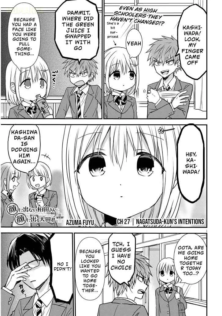 Kao ni Denai Kashiwada-san to Kao ni Deru Oota-kun + Chapter 27: Nagatsuda-kun's Intentions - Page 1