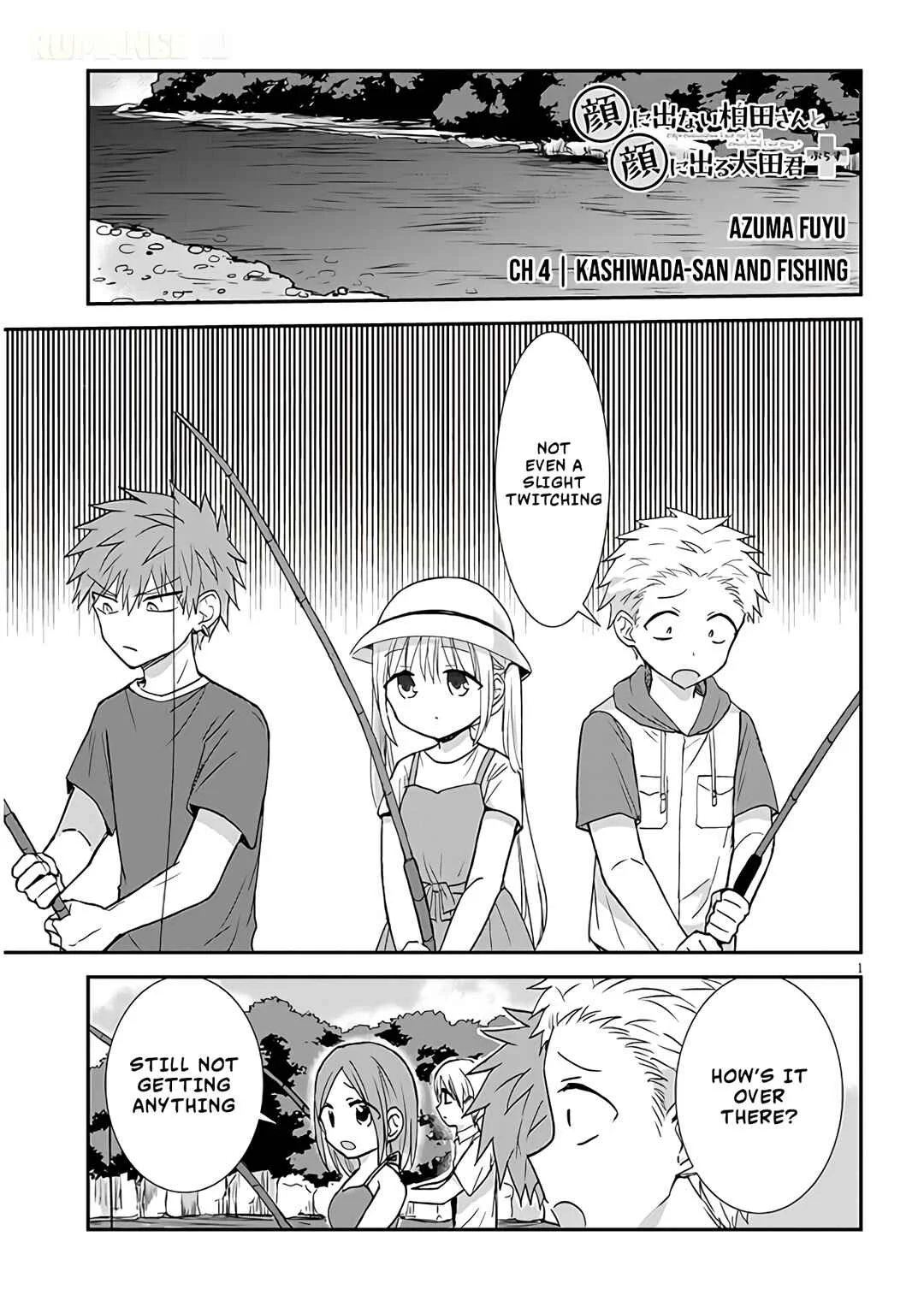 Kao ni Denai Kashiwada-san to Kao ni Deru Oota-kun + Chapter 4: Kashiwada-san and Fishing - Page 1