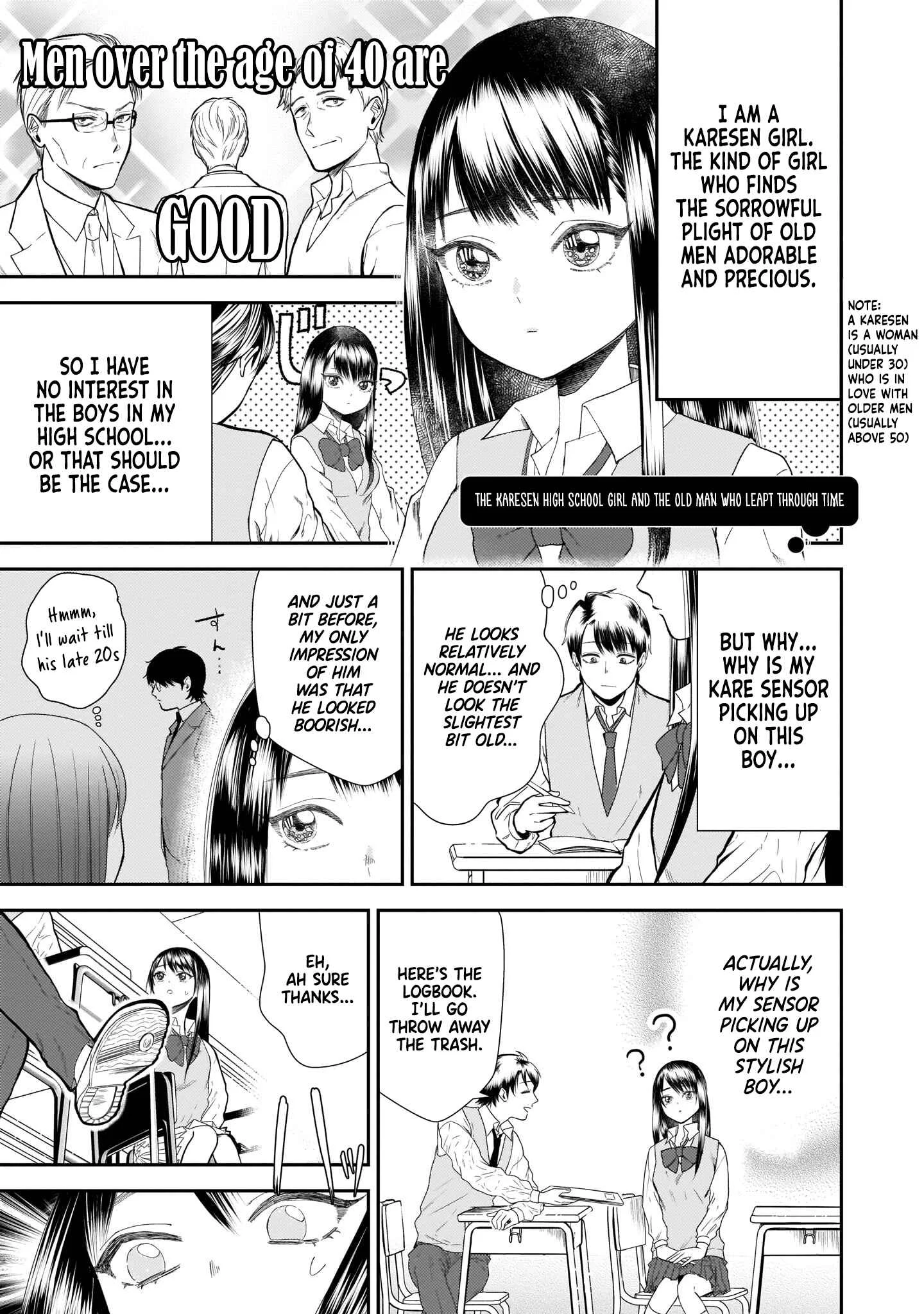 Karesen Joshikousei to Tokikake Ojisan Chapter 0.2: The karesen High School girl and The old man who leapt through time - Page 1