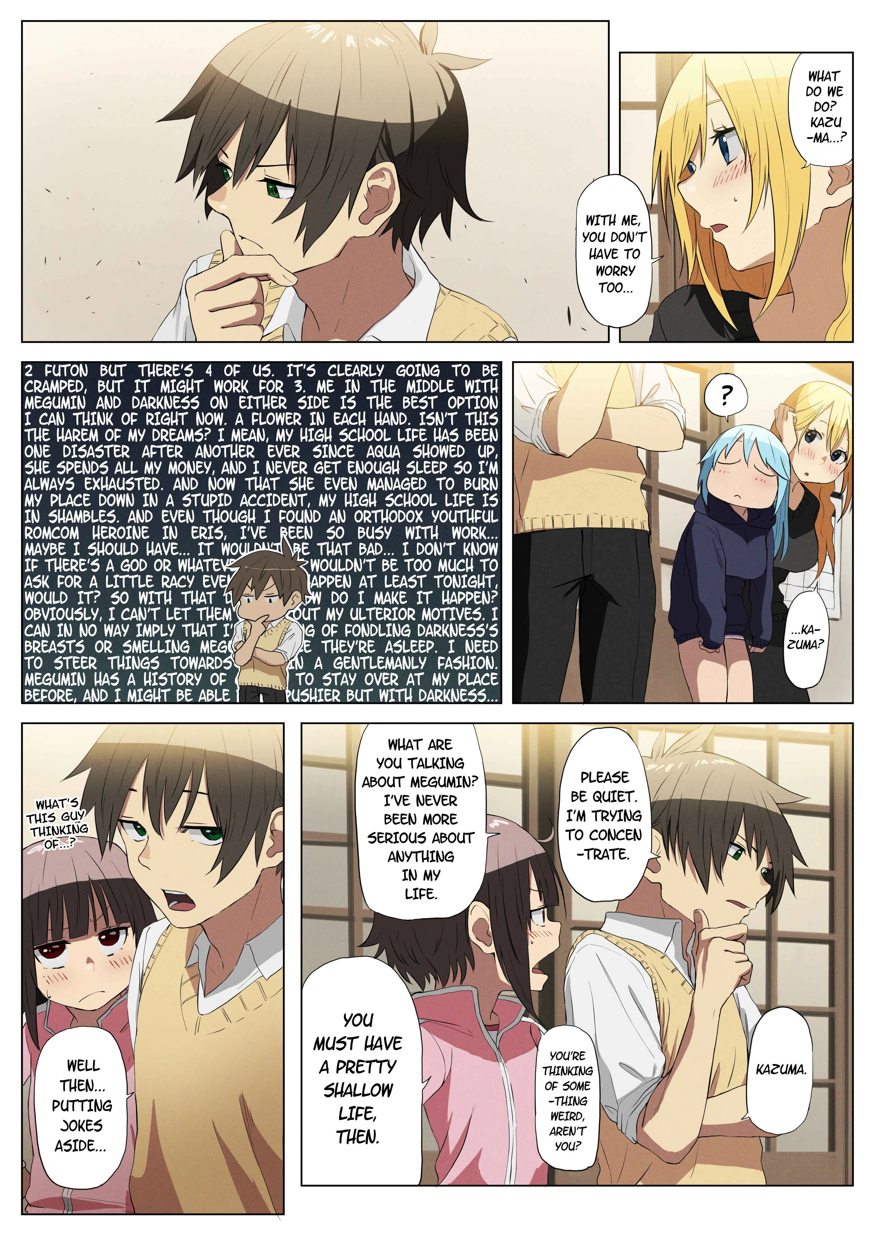 Kono Subarashii Sekai ni Shukufuku wo! - Modern Konosuba (Doujinshi) Chapter 4: “Twin Room for 4 People” - Page 5