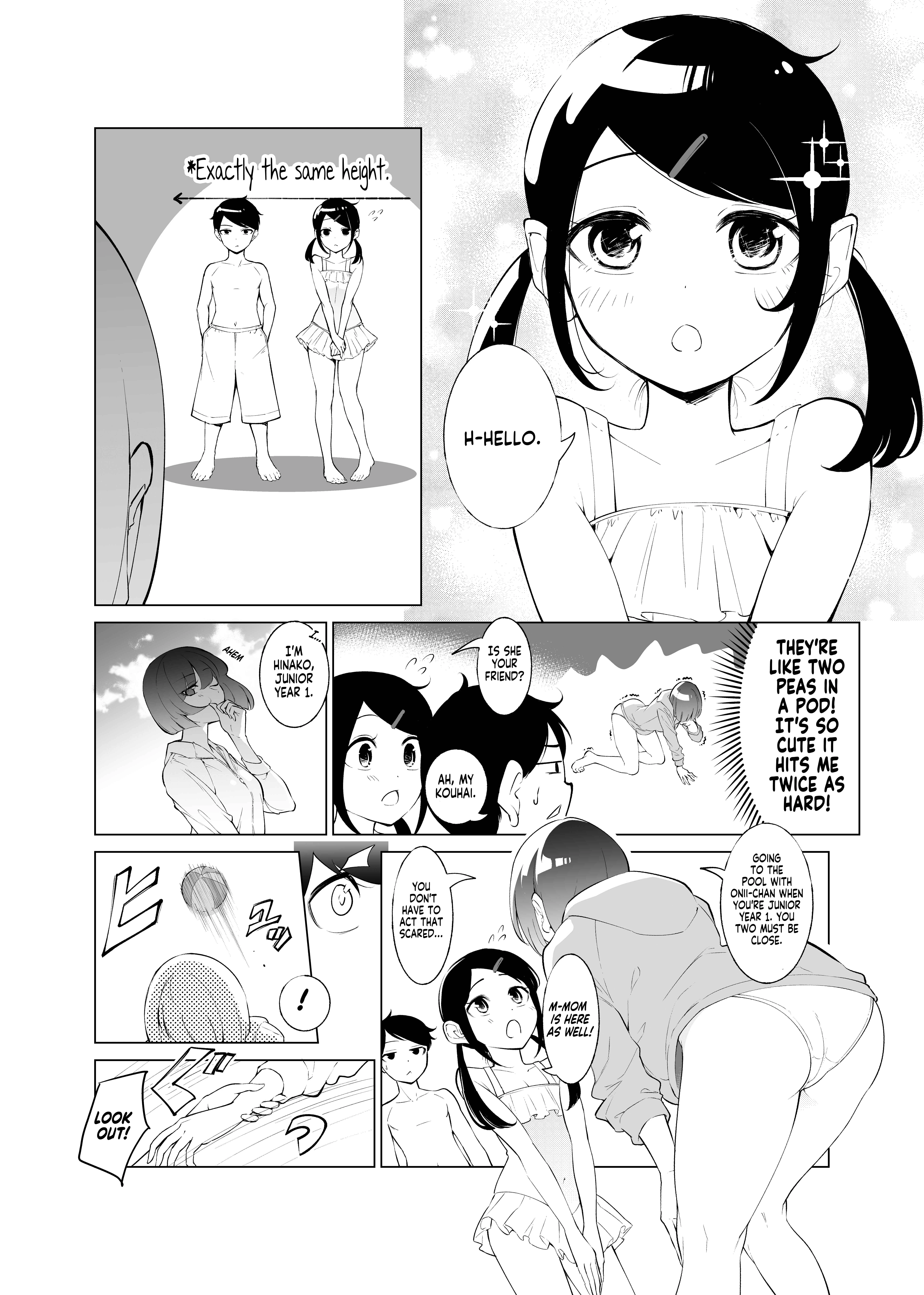 Koushinchou no Kouhai ♀ to Teishinchou no Senpai ♂ ga Ren'ai ni Hatten Suru made Chapter 5: Kouhai, Pool & Younger Sister - Page 2