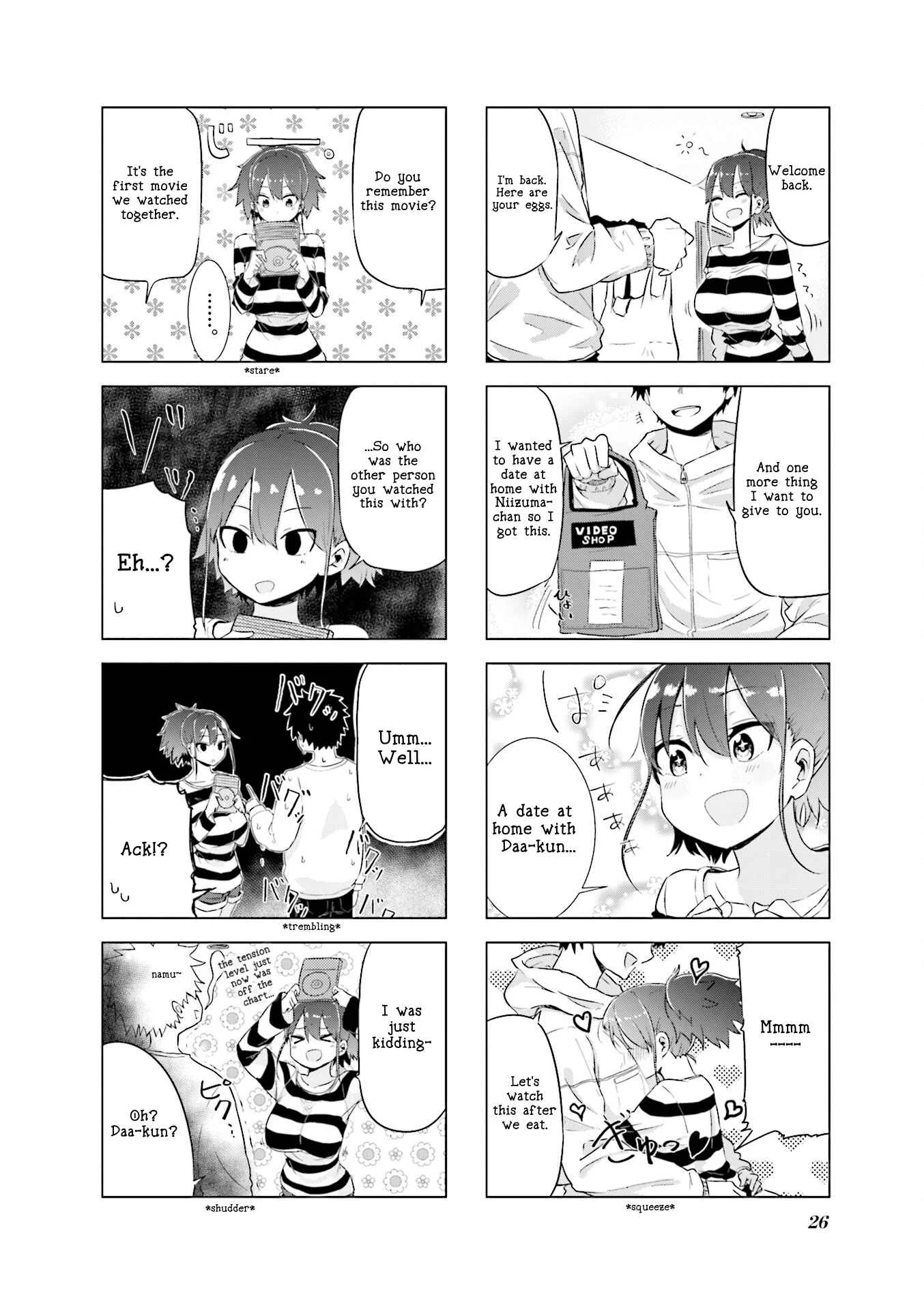 Oku-sama wa Niizuma-chan Chapter 3: Ouchi no Date: Koreha Dareto Mita Eiganano? "A Date at Home: Who Did You See This Movie With?" - Page 4