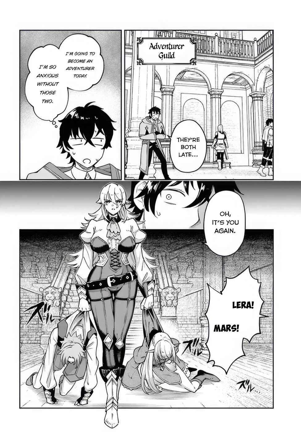 Ore Igai Dare mo Saishu Dekinai Sozai na no ni "Sozai Saishuritsu ga Hikui" to Pawahara suru Osananajimi Renkinjutsushi to Zetsuen shita Senzoku Madoushi, Henkyou no Machi de Slow Life wo Okuritai. Chapter 4: Trials of the Guild master, Part I. - Page 2