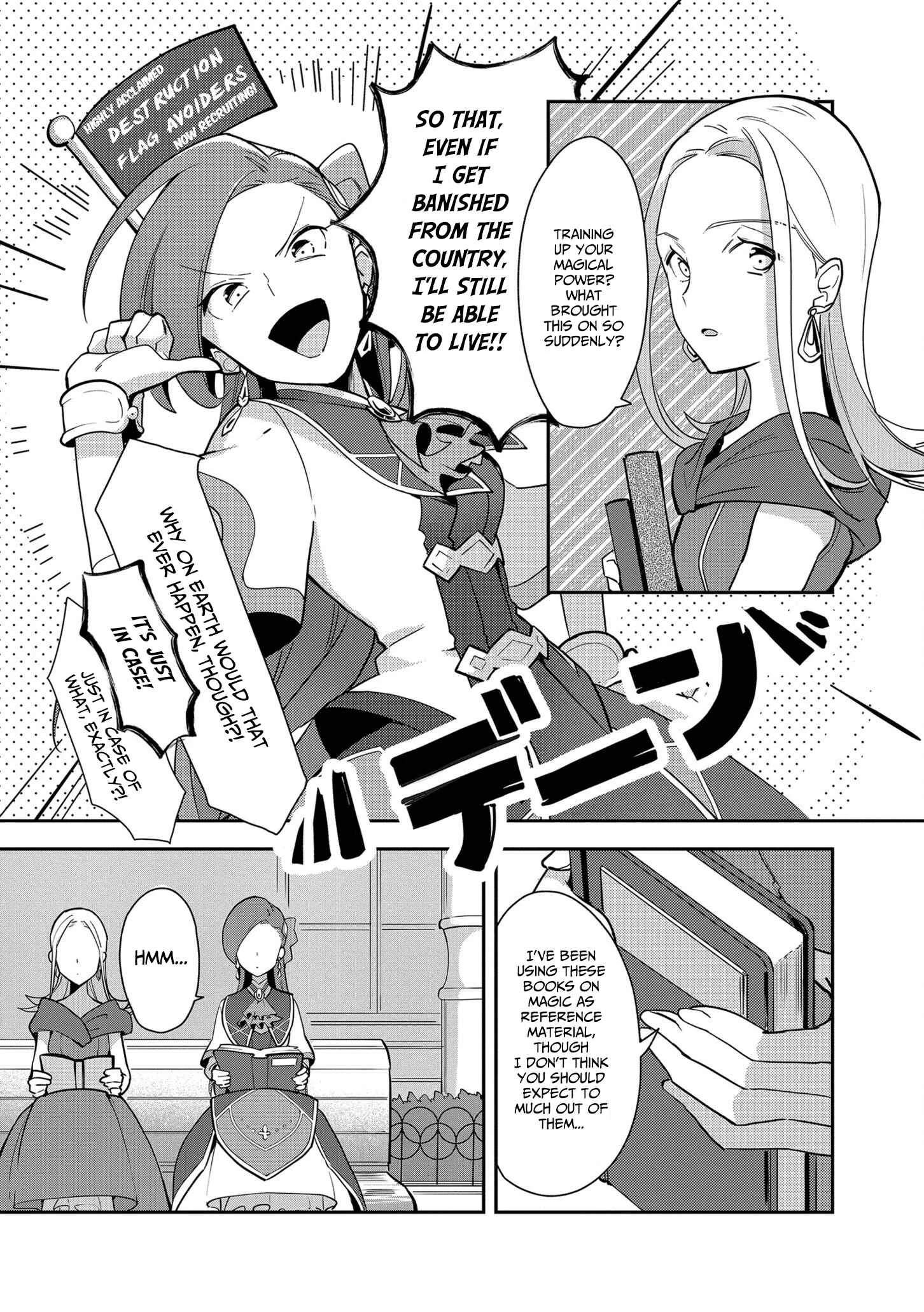Otome Game no Hametsu Flag shika nai Akuyaku Reijou ni Tensei shite shimatta... Zettai Zetsumei! Hametsu Sunzen Hen Chapter 4: Training Magic - Page 9