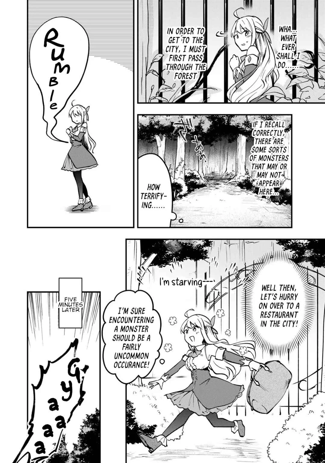 [Pakupaku desu wa] Tsuihou Sareta Ojou-sama no "Monster o Taberu Hodo Tsuyoku Naru" Skill wa, 1-shoku de 1 Level Up Suru Zendai Mimon no Saikyou Skill deshita. 3-nichi de Jinrui Saikyou ni Narimashita wa! Chapter 1: Gobbling Up Slime Sherbet! - Page 7