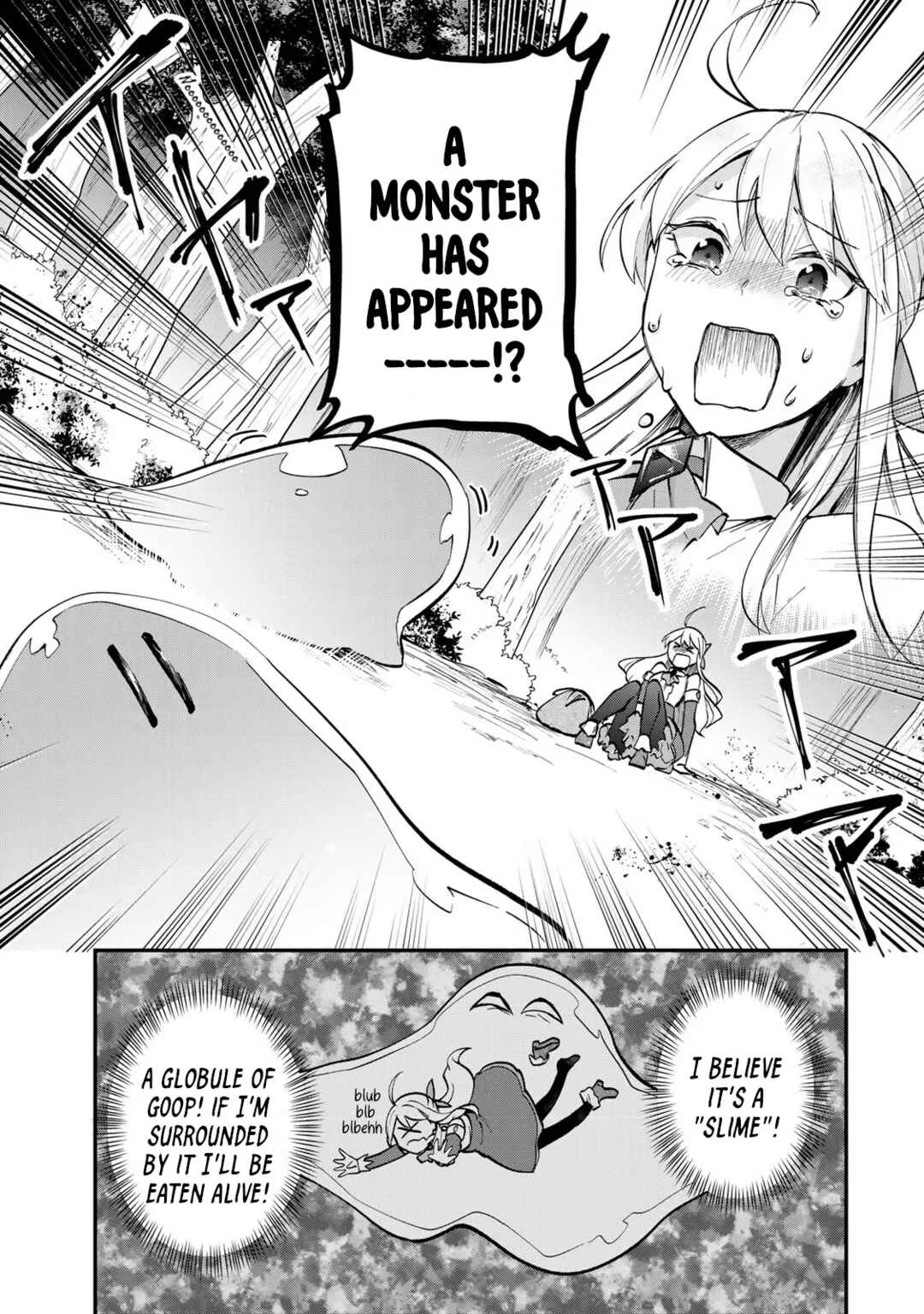 [Pakupaku desu wa] Tsuihou Sareta Ojou-sama no "Monster o Taberu Hodo Tsuyoku Naru" Skill wa, 1-shoku de 1 Level Up Suru Zendai Mimon no Saikyou Skill deshita. 3-nichi de Jinrui Saikyou ni Narimashita wa! Chapter 1: Gobbling Up Slime Sherbet! - Page 8