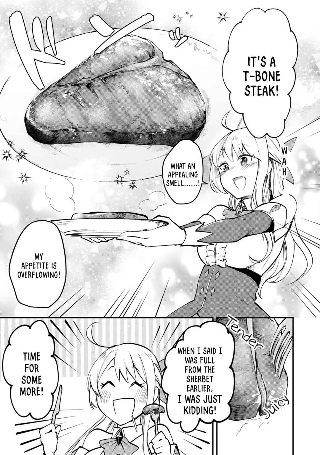[Pakupaku desu wa] Tsuihou Sareta Ojou-sama no "Monster o Taberu Hodo Tsuyoku Naru" Skill wa, 1-shoku de 1 Level Up Suru Zendai Mimon no Saikyou Skill deshita. 3-nichi de Jinrui Saikyou ni Narimashita wa! Chapter 1: Gobbling Up Slime Sherbet! - Page 23