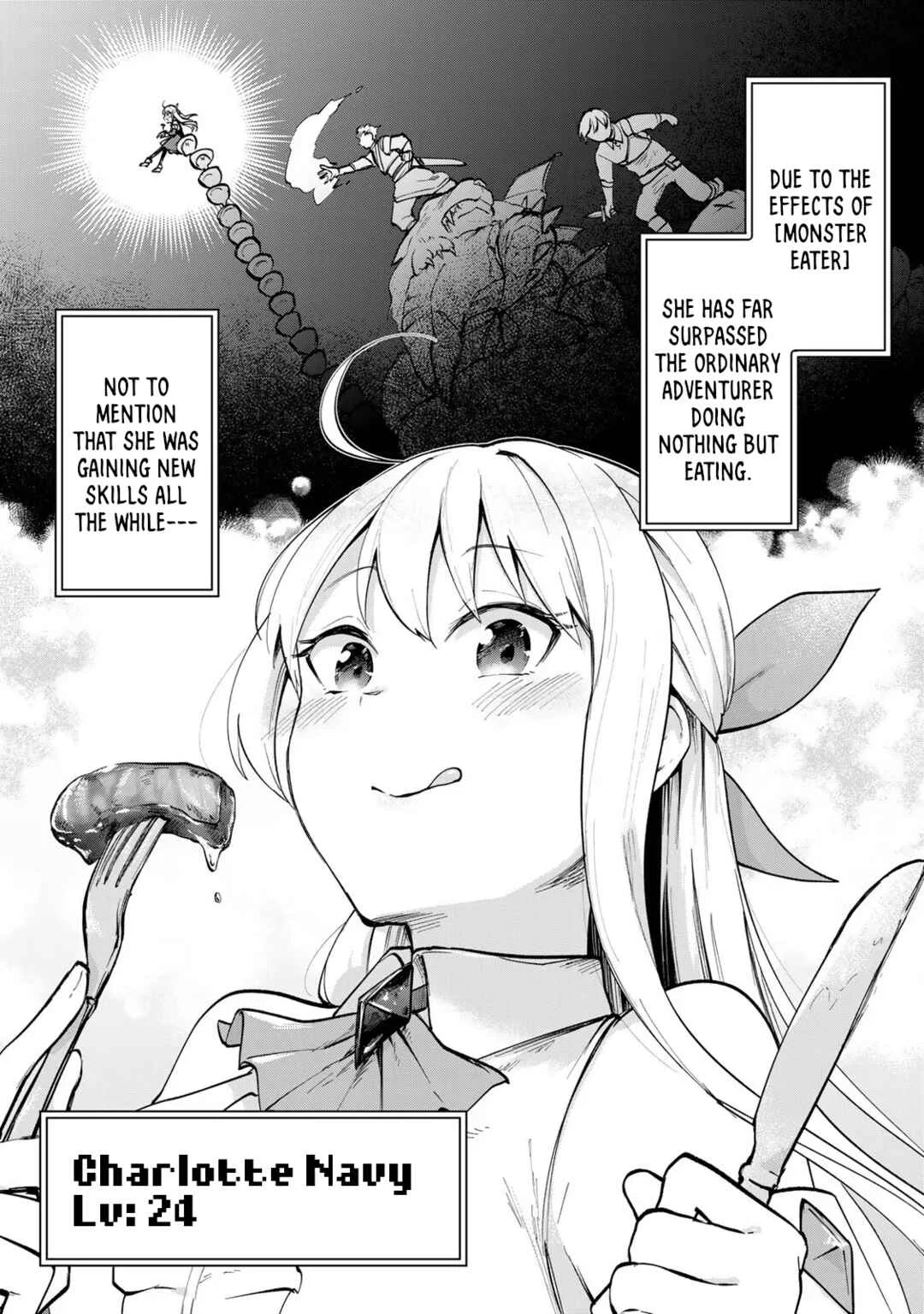 [Pakupaku desu wa] Tsuihou Sareta Ojou-sama no "Monster o Taberu Hodo Tsuyoku Naru" Skill wa, 1-shoku de 1 Level Up Suru Zendai Mimon no Saikyou Skill deshita. 3-nichi de Jinrui Saikyou ni Narimashita wa! Chapter 1: Gobbling Up Slime Sherbet! - Page 32