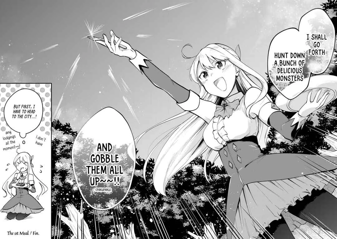 [Pakupaku desu wa] Tsuihou Sareta Ojou-sama no "Monster o Taberu Hodo Tsuyoku Naru" Skill wa, 1-shoku de 1 Level Up Suru Zendai Mimon no Saikyou Skill deshita. 3-nichi de Jinrui Saikyou ni Narimashita wa! Chapter 1: Gobbling Up Slime Sherbet! - Page 36