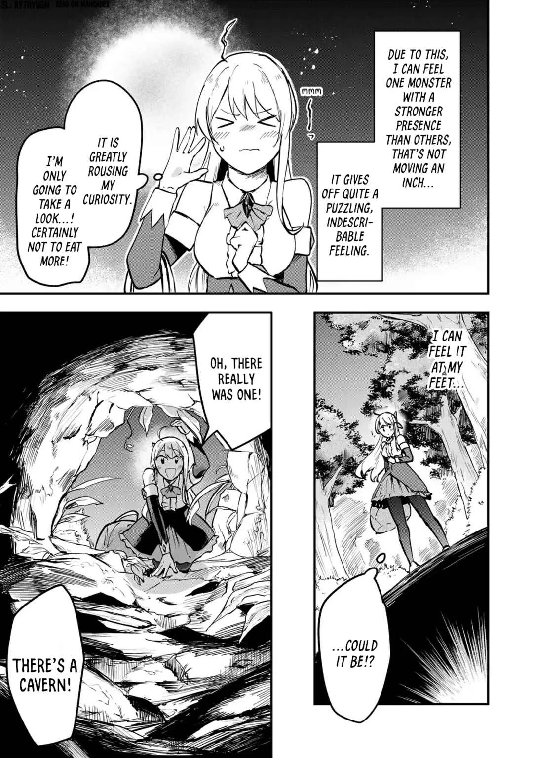 [Pakupaku desu wa] Tsuihou Sareta Ojou-sama no "Monster o Taberu Hodo Tsuyoku Naru" Skill wa, 1-shoku de 1 Level Up Suru Zendai Mimon no Saikyou Skill deshita. 3-nichi de Jinrui Saikyou ni Narimashita wa! Chapter 2: Gobbling Up Sauteed Mimic! - Page 3