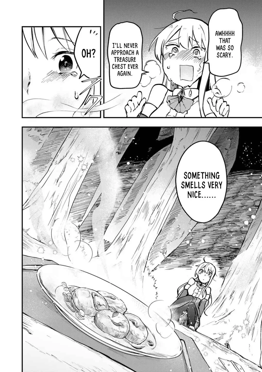 [Pakupaku desu wa] Tsuihou Sareta Ojou-sama no "Monster o Taberu Hodo Tsuyoku Naru" Skill wa, 1-shoku de 1 Level Up Suru Zendai Mimon no Saikyou Skill deshita. 3-nichi de Jinrui Saikyou ni Narimashita wa! Chapter 2: Gobbling Up Sauteed Mimic! - Page 8
