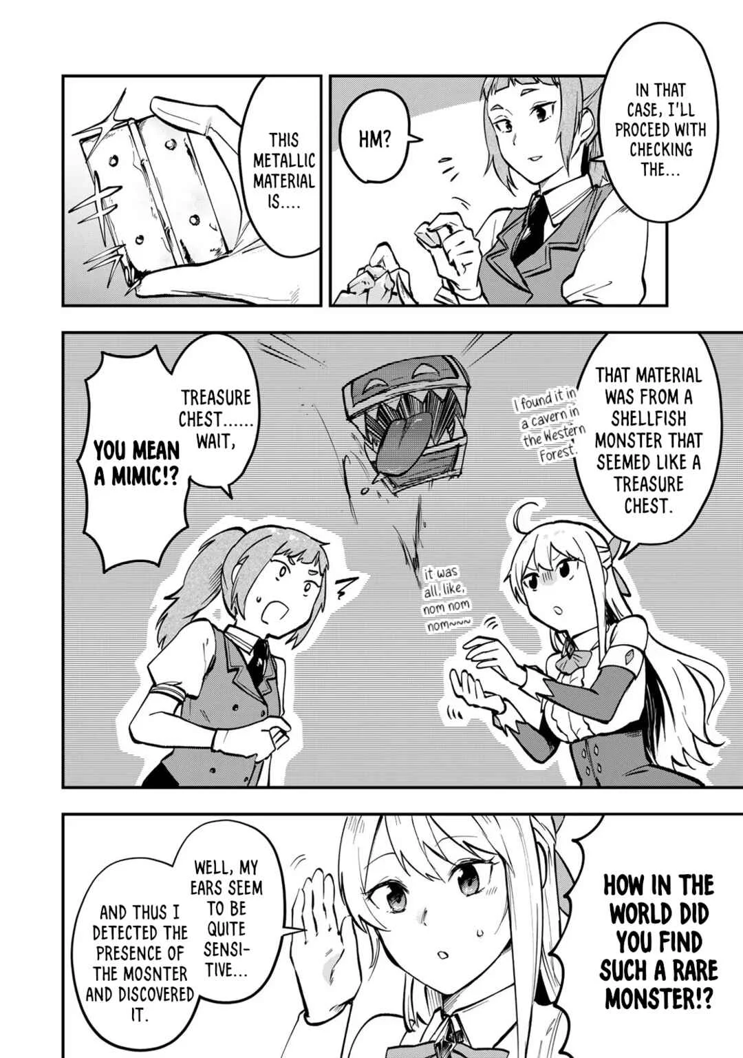 [Pakupaku desu wa] Tsuihou Sareta Ojou-sama no "Monster o Taberu Hodo Tsuyoku Naru" Skill wa, 1-shoku de 1 Level Up Suru Zendai Mimon no Saikyou Skill deshita. 3-nichi de Jinrui Saikyou ni Narimashita wa! Chapter 2: Gobbling Up Sauteed Mimic! - Page 28