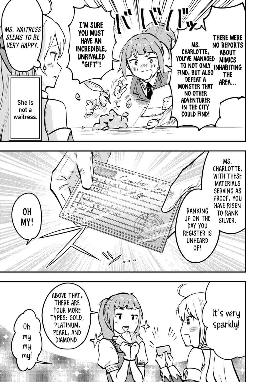[Pakupaku desu wa] Tsuihou Sareta Ojou-sama no "Monster o Taberu Hodo Tsuyoku Naru" Skill wa, 1-shoku de 1 Level Up Suru Zendai Mimon no Saikyou Skill deshita. 3-nichi de Jinrui Saikyou ni Narimashita wa! Chapter 2: Gobbling Up Sauteed Mimic! - Page 29