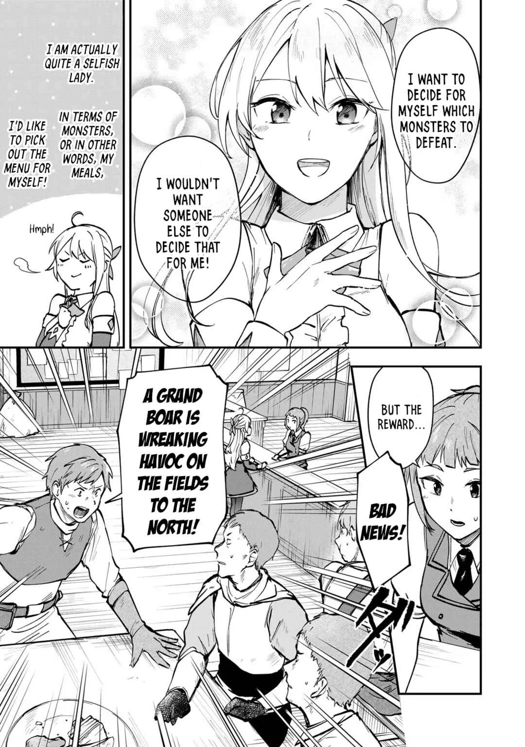 [Pakupaku desu wa] Tsuihou Sareta Ojou-sama no "Monster o Taberu Hodo Tsuyoku Naru" Skill wa, 1-shoku de 1 Level Up Suru Zendai Mimon no Saikyou Skill deshita. 3-nichi de Jinrui Saikyou ni Narimashita wa! Chapter 3: Gobbling Up Wild Caught Grand Boar! - Page 7