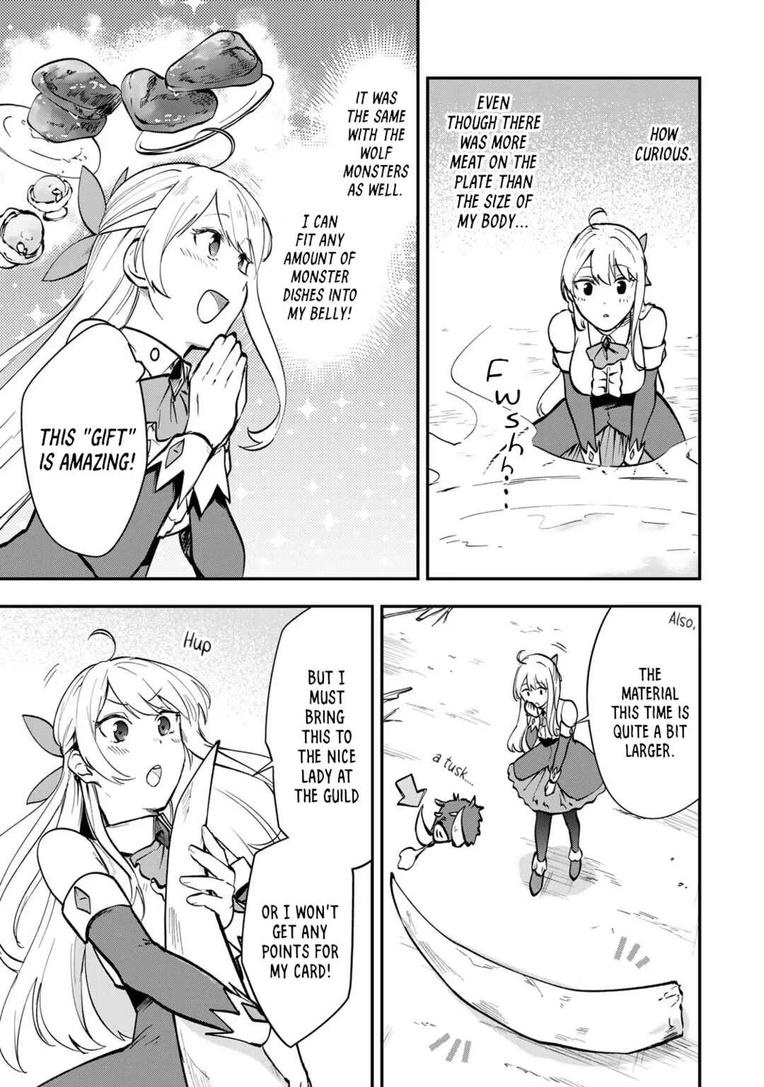 [Pakupaku desu wa] Tsuihou Sareta Ojou-sama no "Monster o Taberu Hodo Tsuyoku Naru" Skill wa, 1-shoku de 1 Level Up Suru Zendai Mimon no Saikyou Skill deshita. 3-nichi de Jinrui Saikyou ni Narimashita wa! Chapter 4: Obtaining a Gold Card! - Page 3
