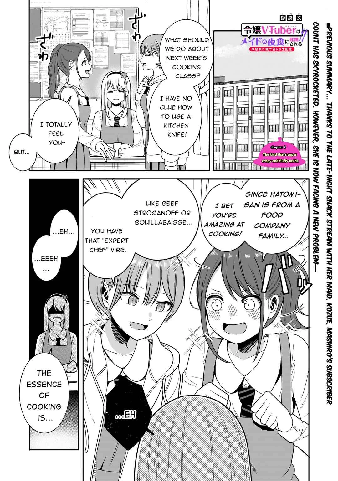 Reijou VTuber wa Maid no Yashoku ni Juurinsareru ~Kindan Gohan de Shokureposei Haishin~ Chapter 2.1: The kind that's super crispy and fluffy inside - Page 1