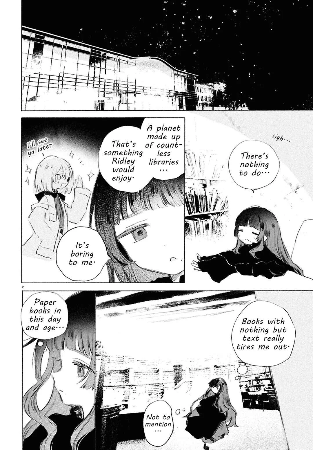 Shoujo Seikan Hyouryuuki Chapter 4: Planet of Books - Page 2