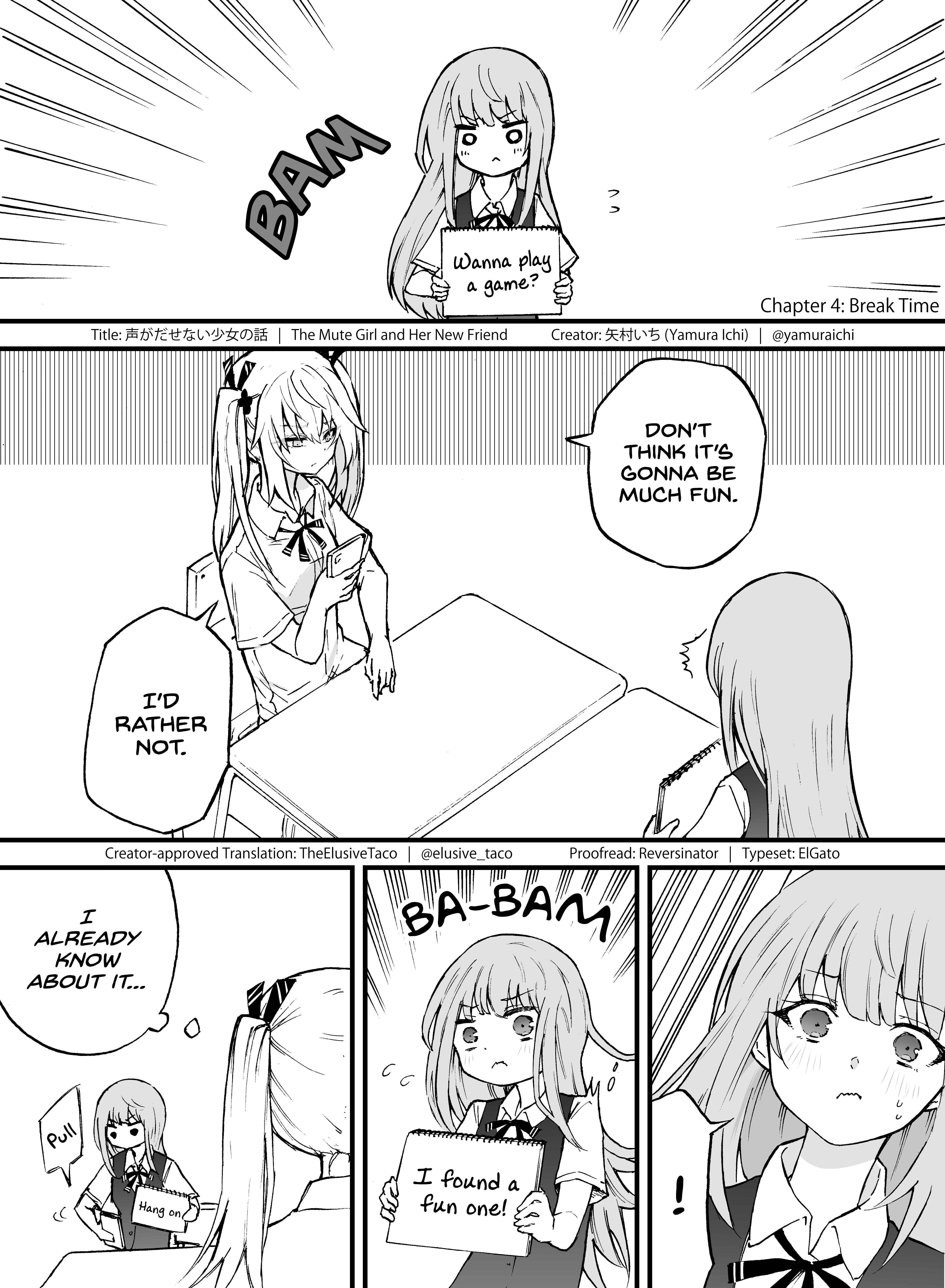 The Mute Girl and Her New Friend (Webcomic) Chapter 4: Break Time - Page 1