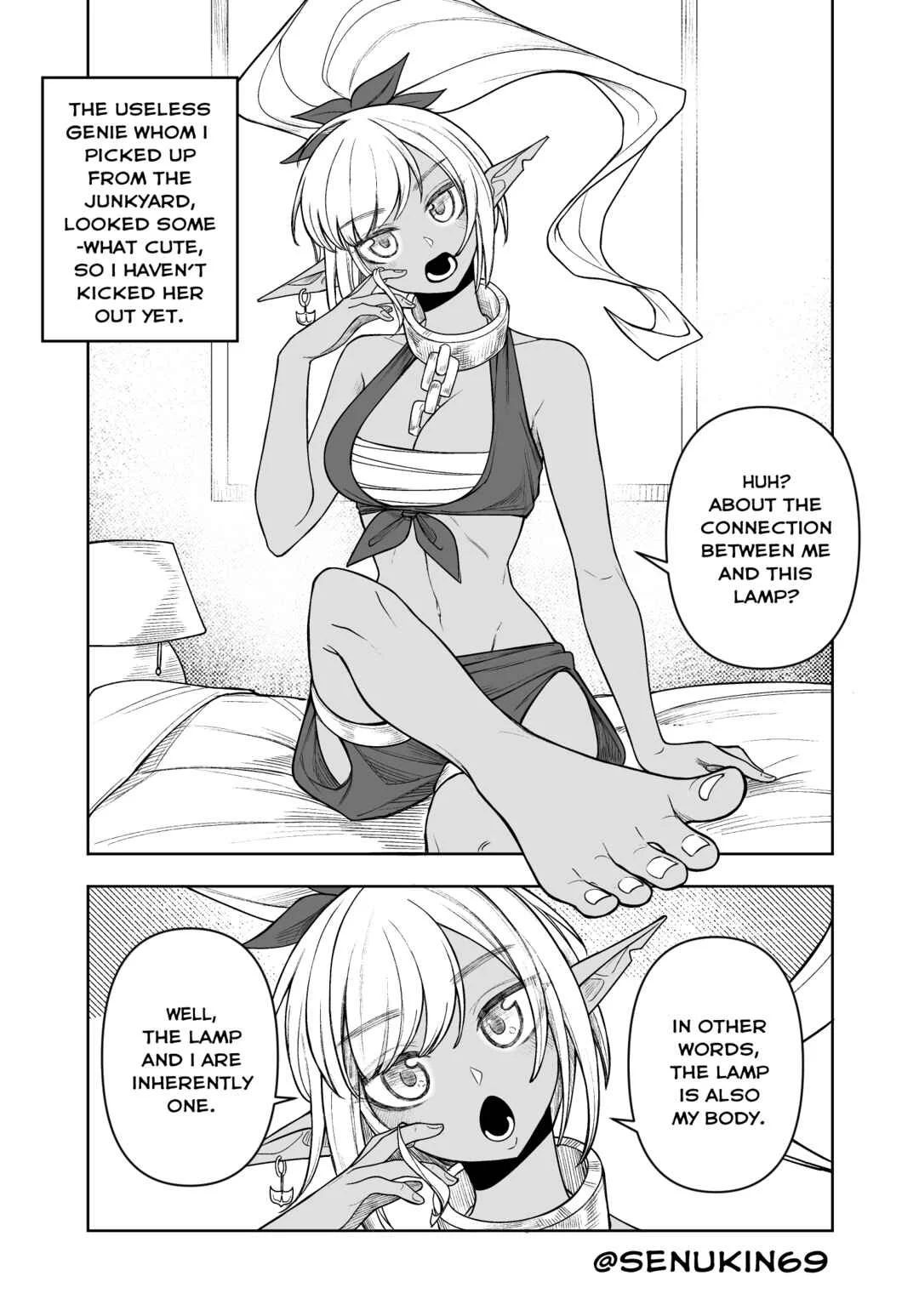 The Useless Genie and her Intrusive-thought Master Chapter 2: Have you washed your feet? - Page 1