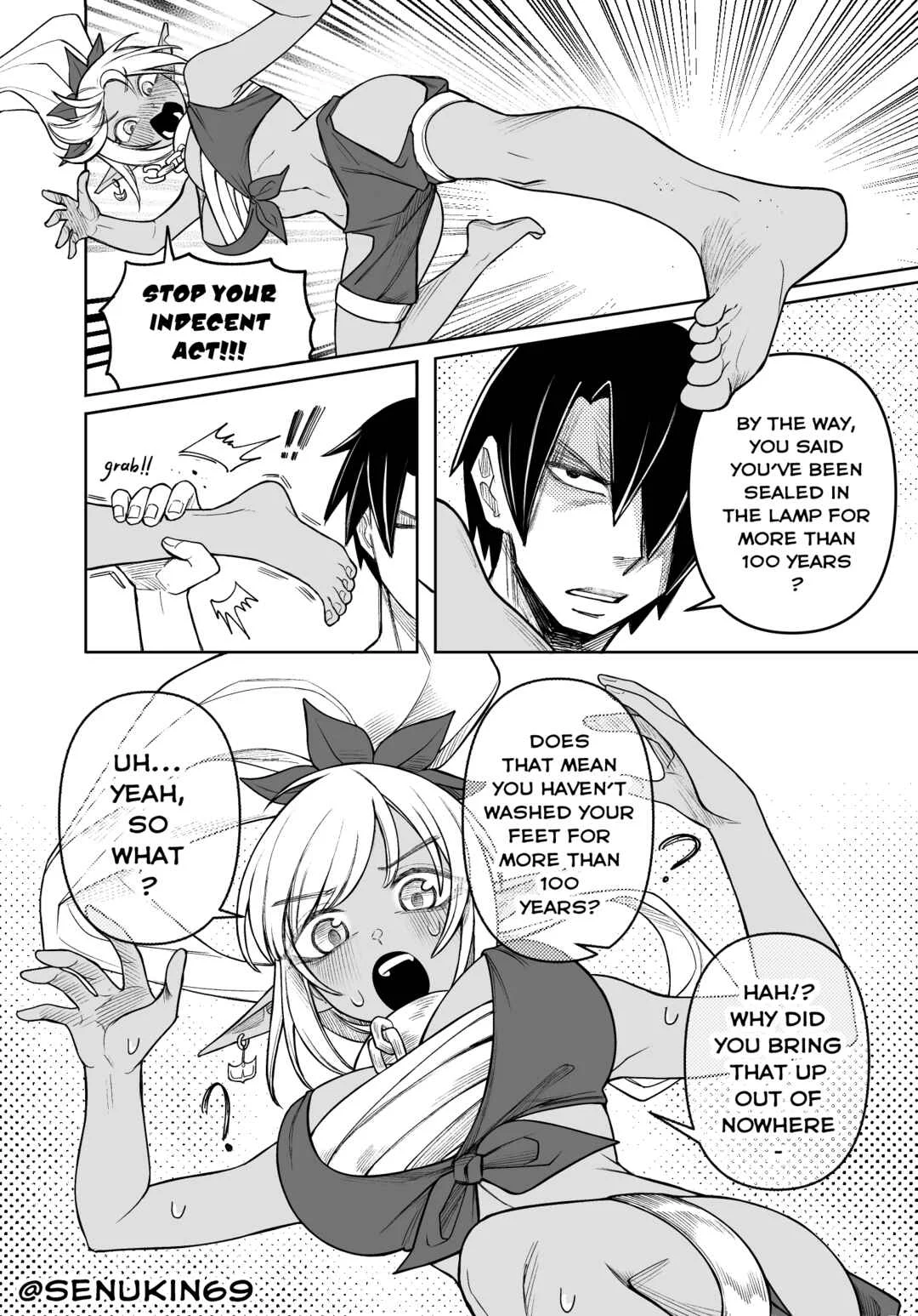 The Useless Genie and her Intrusive-thought Master Chapter 2: Have you washed your feet? - Page 3