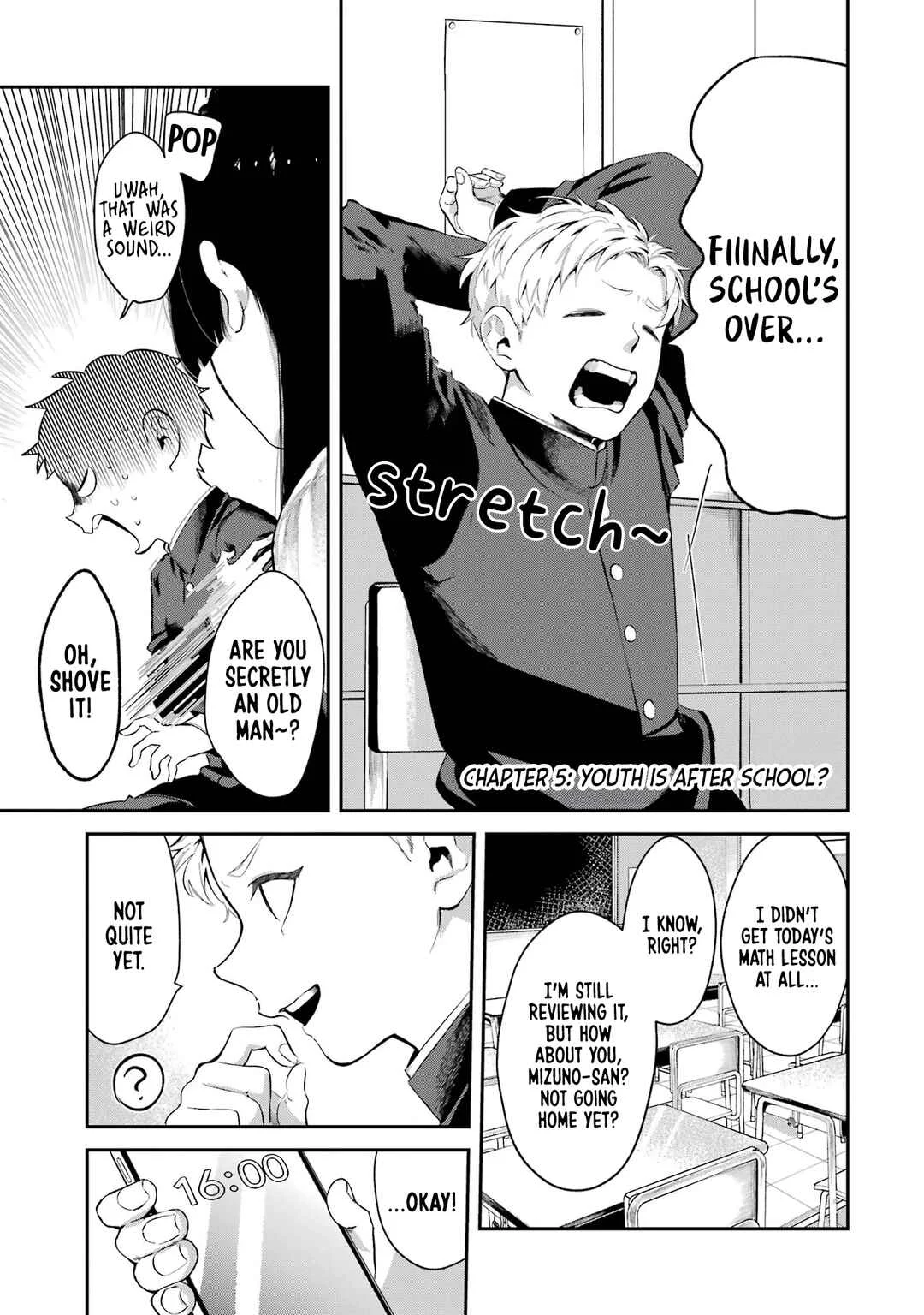 Tonari no Wakao-san wa Miesou de Mienai Chapter 5: Youth is after school? - Page 1