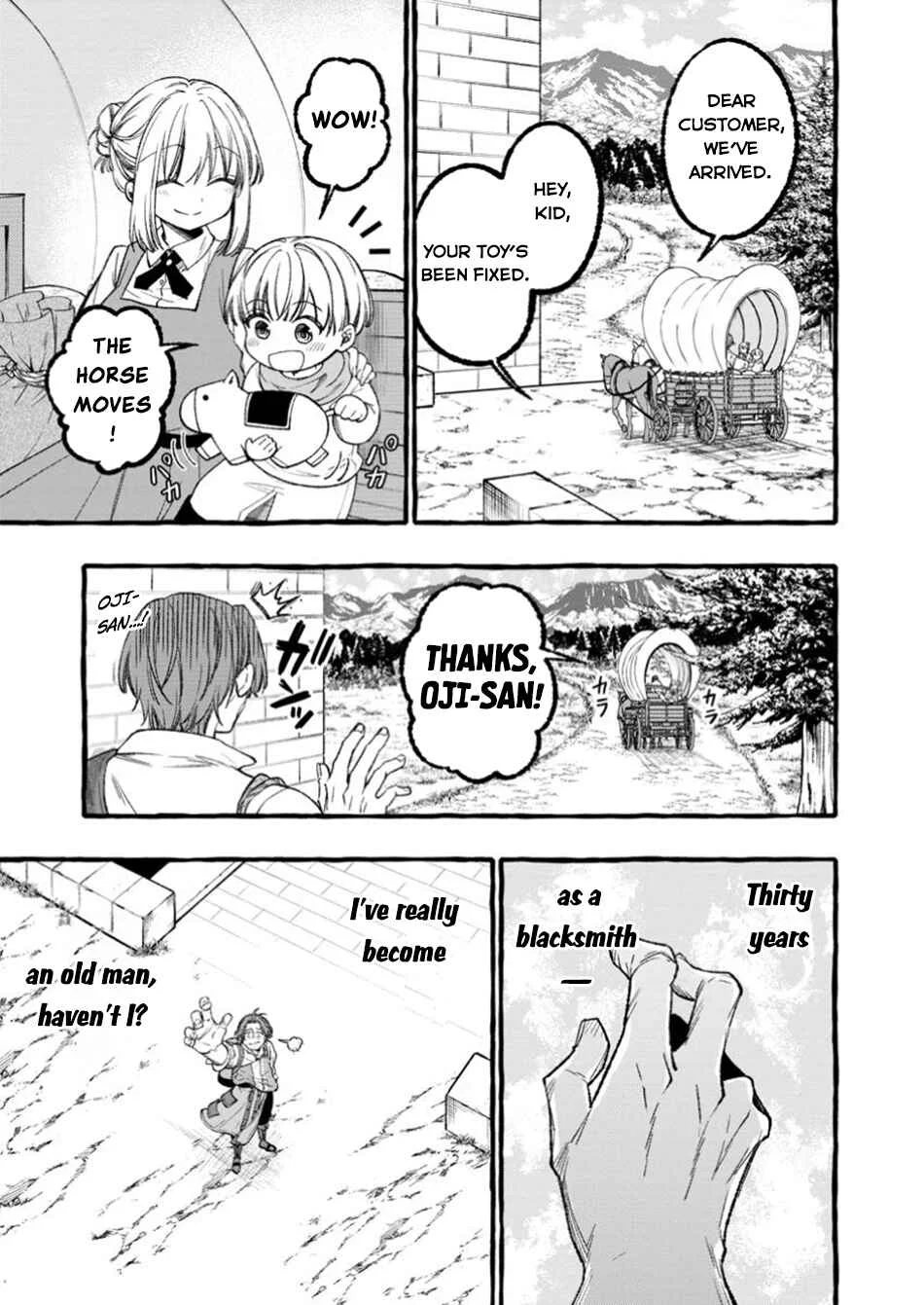 Tsuihou Sareta Ossan Kajishi, Nazeka Densetsu no Daimyouko ni Naru ~Mukashi Omocha no Buki o Tsukutteageta Kodomotachi ga Zenin Eiyuu ni Natteita~ Chapter 1 - Page 7