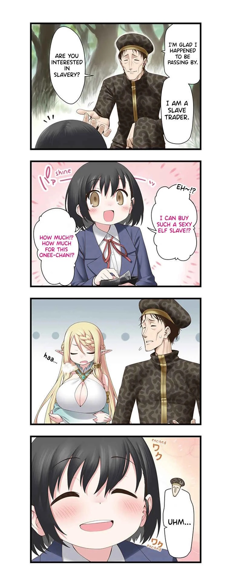Watashi, Isekai de Dorei ni Sarechaimashita (Naki) Shikamo Goshujin-sama wa Seikaku no Warui Elf no Joou-sama! (demo Chou Bijin ← Koko Daiji) Munou Sugite Nonoshiraremakuru kedo Douryou no Orc ga Iyashi-kei dashi Sato no Elf wa Kawaiishi Kekkou Tanoshinderu Watashi desu. Chapter 1 - Page 2