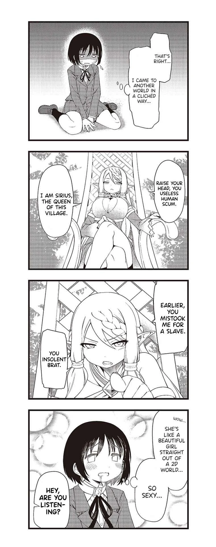 Watashi, Isekai de Dorei ni Sarechaimashita (Naki) Shikamo Goshujin-sama wa Seikaku no Warui Elf no Joou-sama! (demo Chou Bijin ← Koko Daiji) Munou Sugite Nonoshiraremakuru kedo Douryou no Orc ga Iyashi-kei dashi Sato no Elf wa Kawaiishi Kekkou Tanoshinderu Watashi desu. Chapter 1 - Page 6
