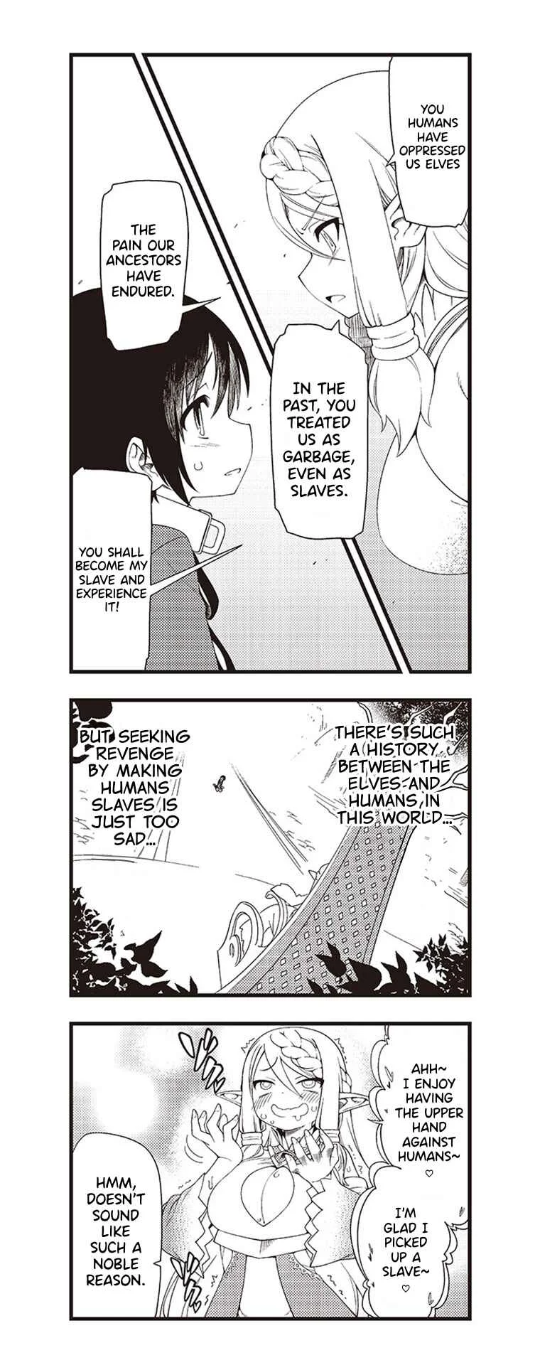 Watashi, Isekai de Dorei ni Sarechaimashita (Naki) Shikamo Goshujin-sama wa Seikaku no Warui Elf no Joou-sama! (demo Chou Bijin ← Koko Daiji) Munou Sugite Nonoshiraremakuru kedo Douryou no Orc ga Iyashi-kei dashi Sato no Elf wa Kawaiishi Kekkou Tanoshinderu Watashi desu. Chapter 1 - Page 7