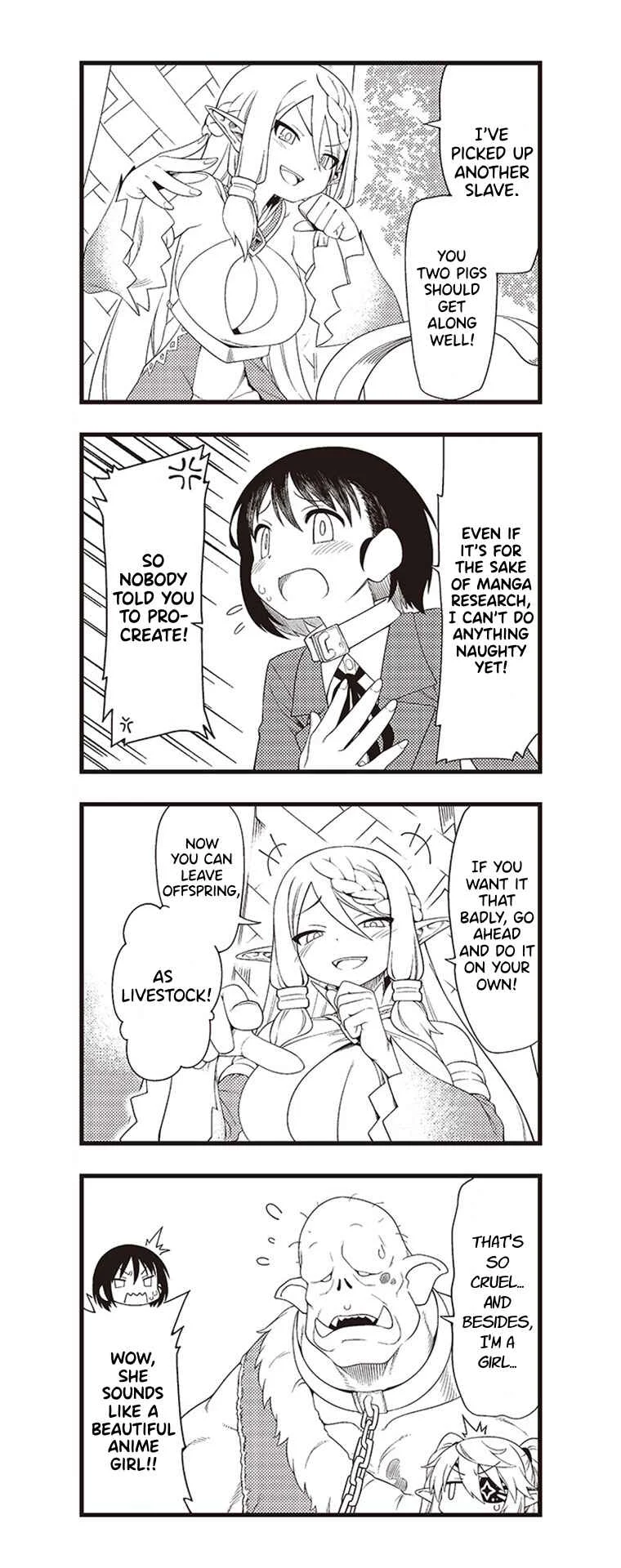 Watashi, Isekai de Dorei ni Sarechaimashita (Naki) Shikamo Goshujin-sama wa Seikaku no Warui Elf no Joou-sama! (demo Chou Bijin ← Koko Daiji) Munou Sugite Nonoshiraremakuru kedo Douryou no Orc ga Iyashi-kei dashi Sato no Elf wa Kawaiishi Kekkou Tanoshinderu Watashi desu. Chapter 1 - Page 9