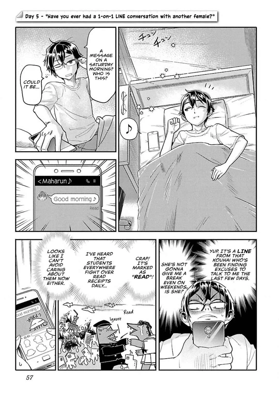 Watashi no Shiranai, Senpai no 100 Ko no Koto Chapter 5: Have you ever had a 1-on-1 LINE conversation with another female? - Page 1