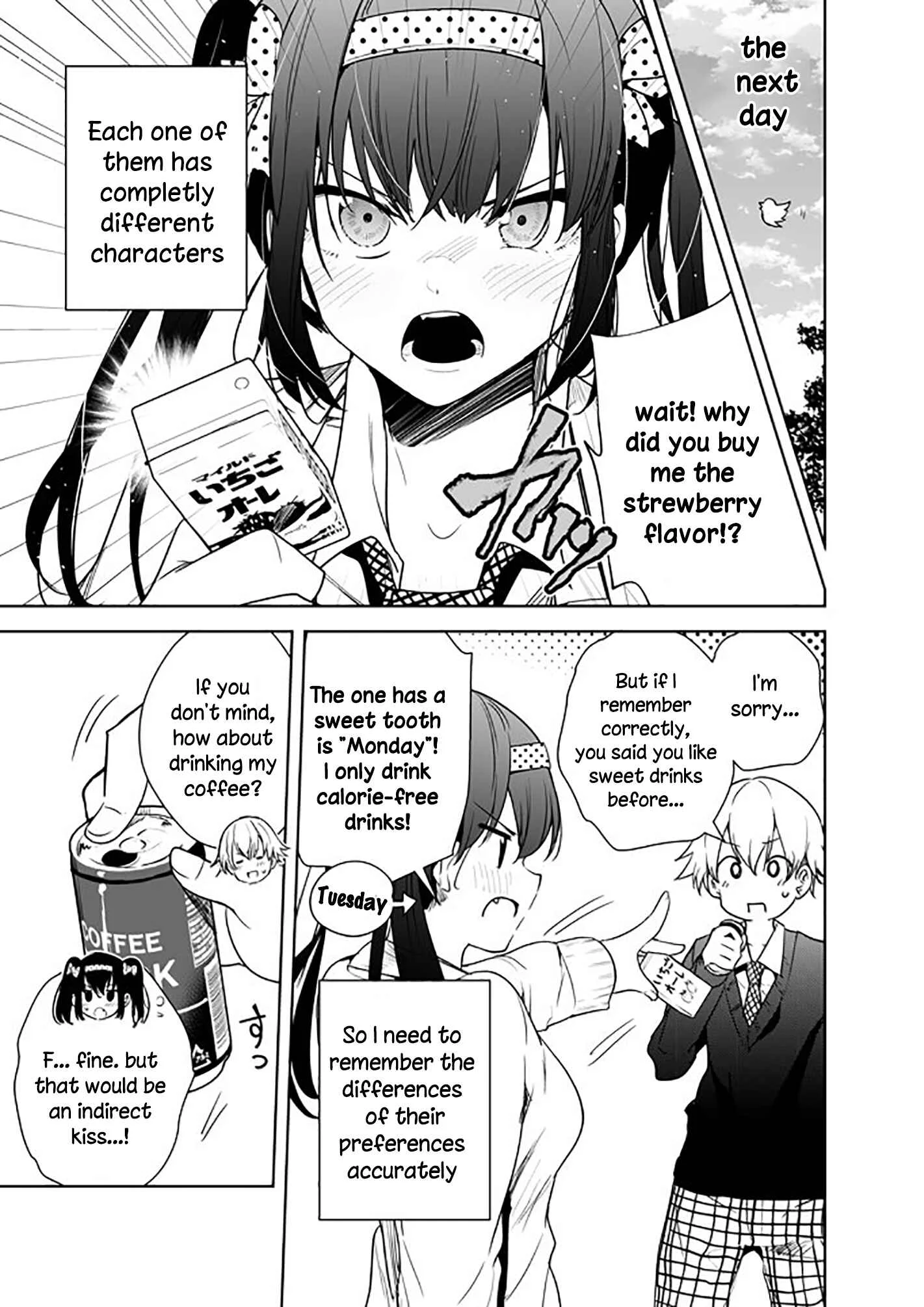 Youbi Goto ni Jinkaku ga Irekawaru Kanojo no Manga Chapter 1 - Page 2