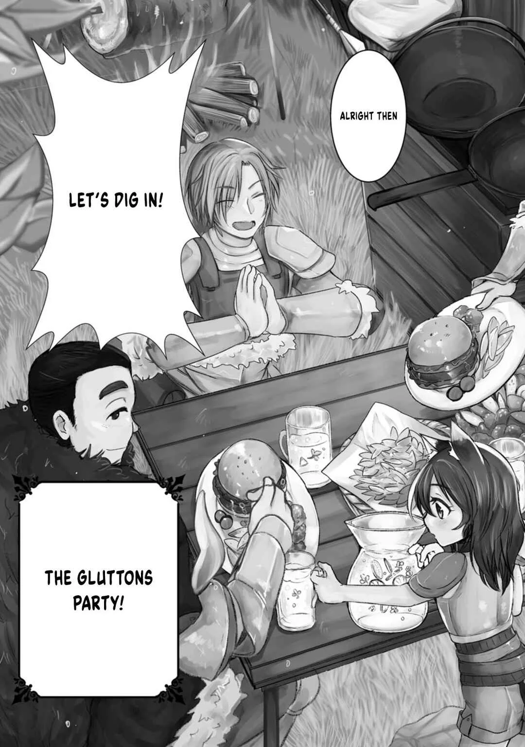 Yuusha ni Narenakatta Sanbaka Trio wa, Kyou mo Otoko Meshi wo Koshiraeru. Chapter 1 - Page 8
