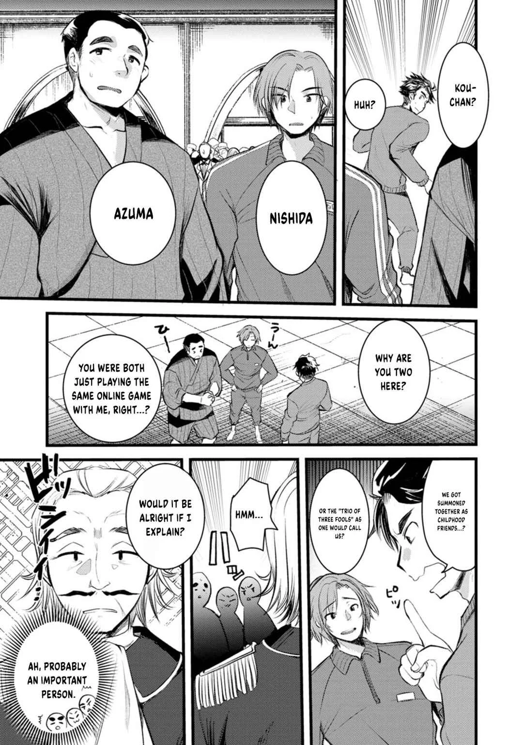 Yuusha ni Narenakatta Sanbaka Trio wa, Kyou mo Otoko Meshi wo Koshiraeru. Chapter 1 - Page 28