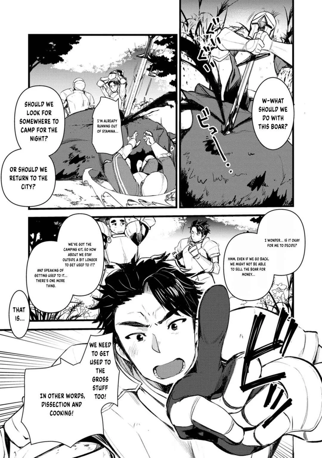 Yuusha ni Narenakatta Sanbaka Trio wa, Kyou mo Otoko Meshi wo Koshiraeru. Chapter 2 - Page 20