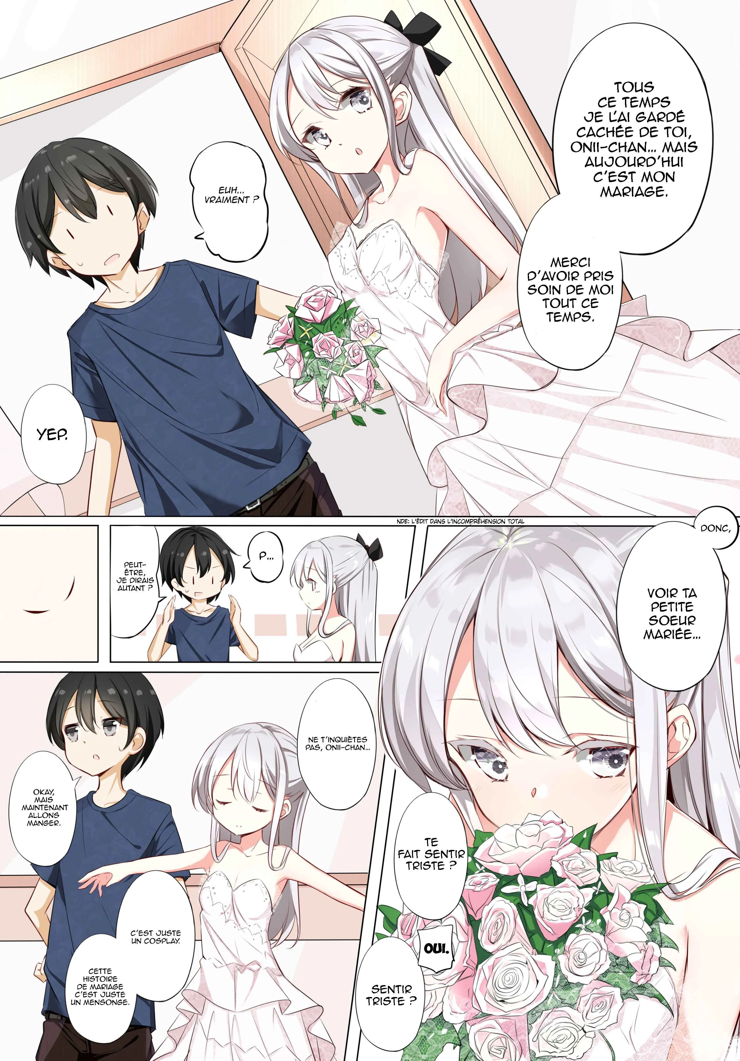 Imouto ga Ichi Nichi Ikkai Shika Me wo Awasete Kurenai. Chapitre 5: Une seule fois dans le ciel, je rencontrerai ma sœur en robe de mariée - Page 2